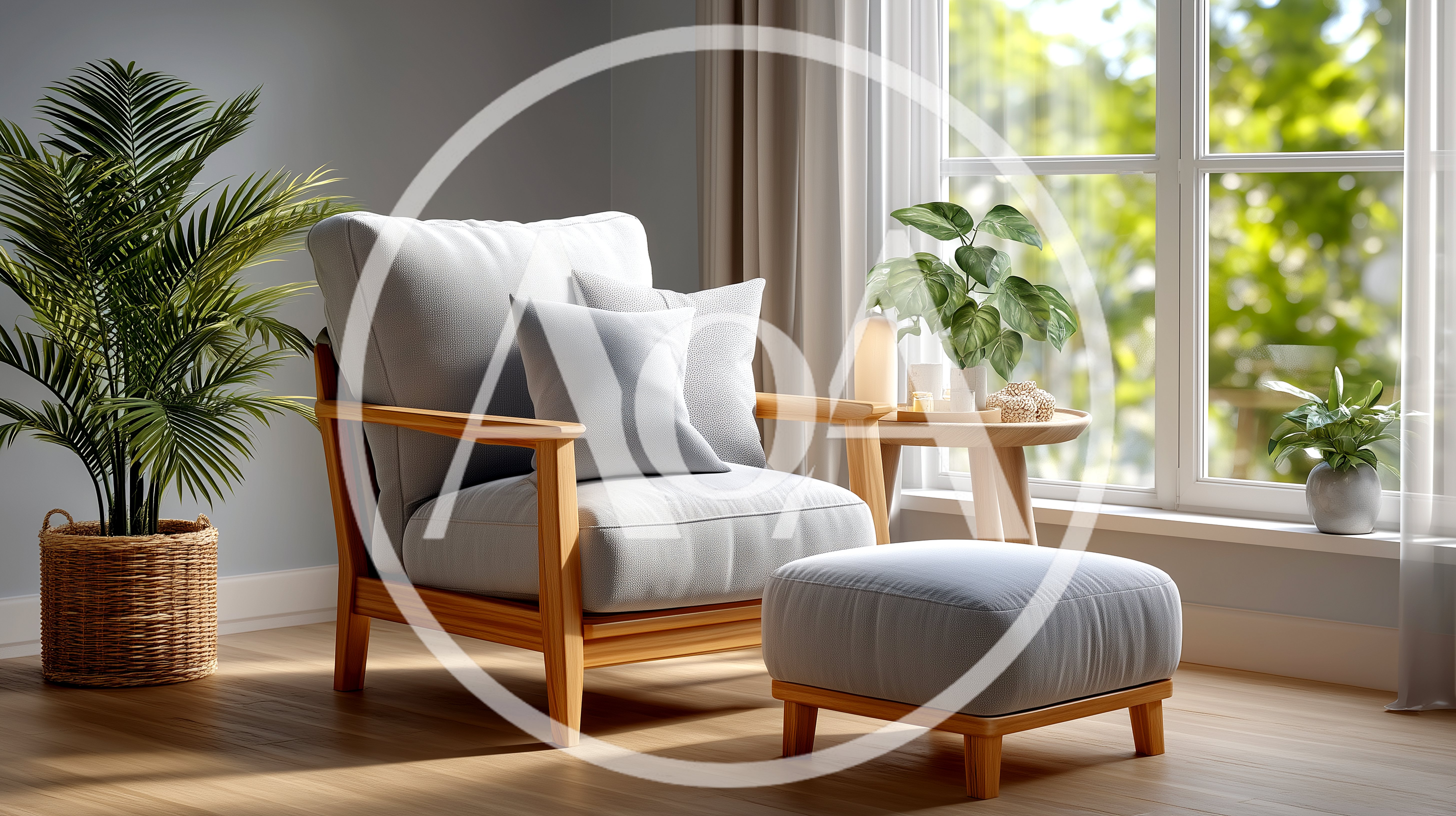 Cozy Living Room Corner With Armchair And Ottoman