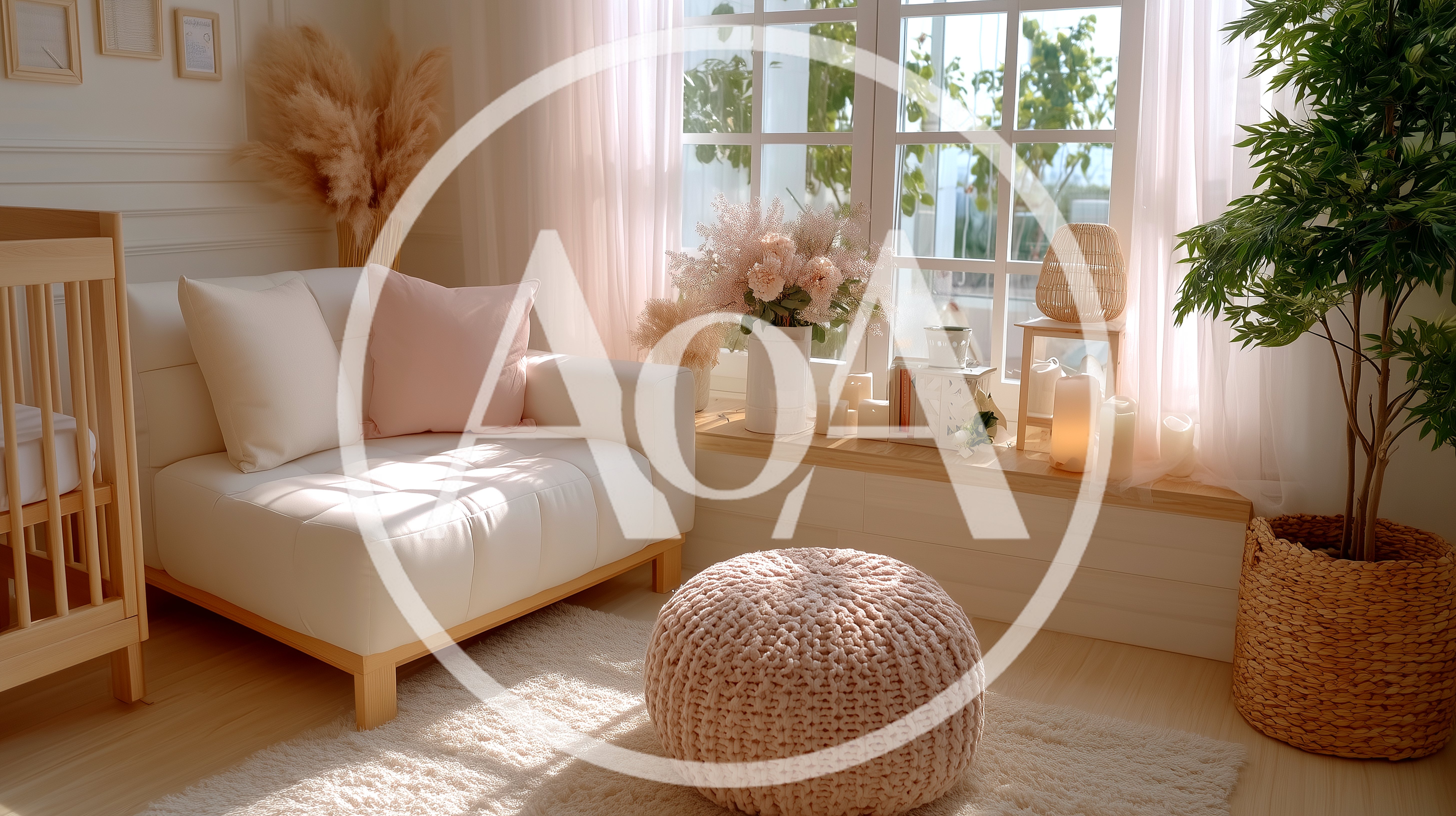 Cozy Nursery Interior With Armchair And Crib