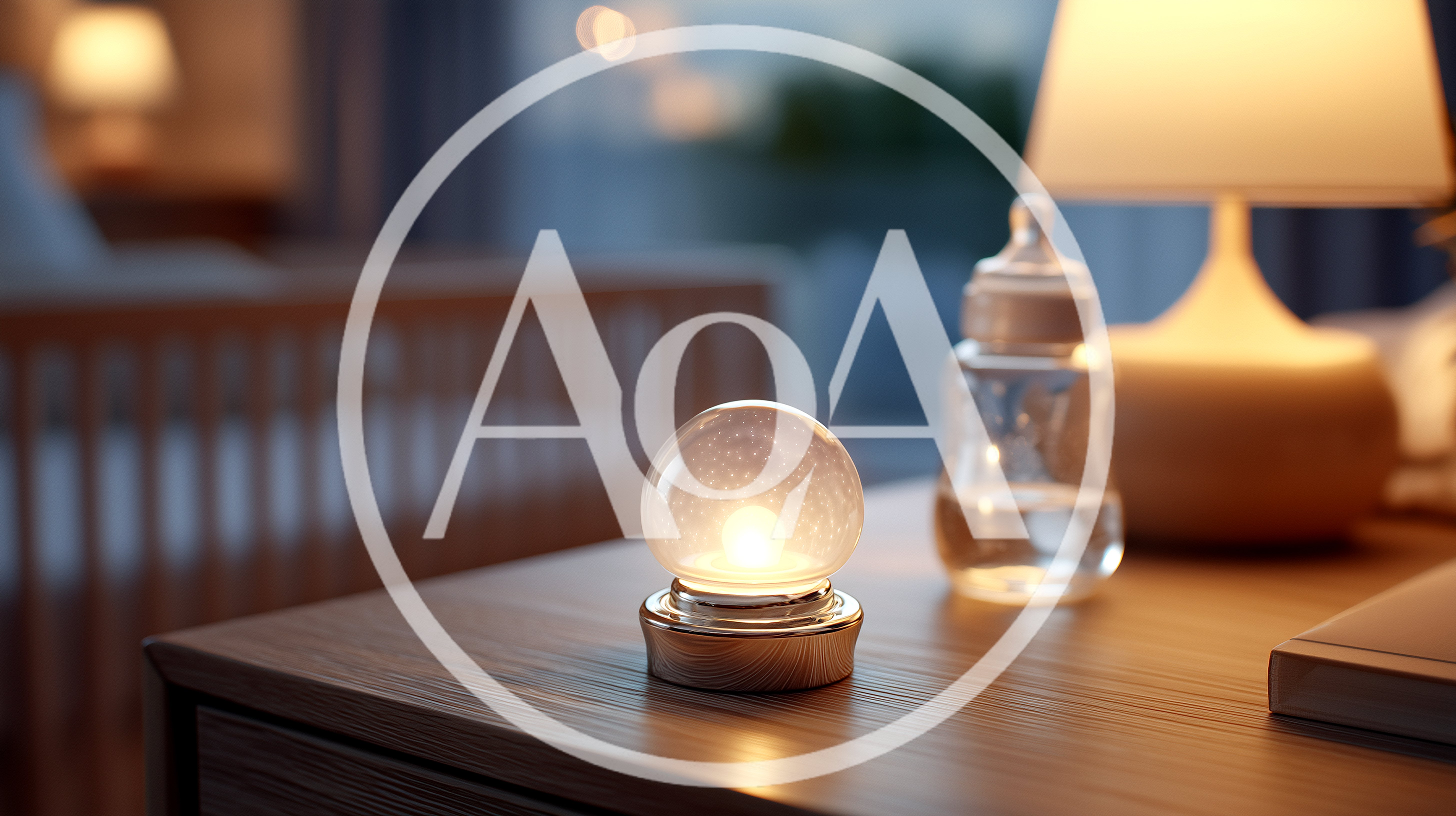 Glowing Night Light On A Nursery Bedside Table