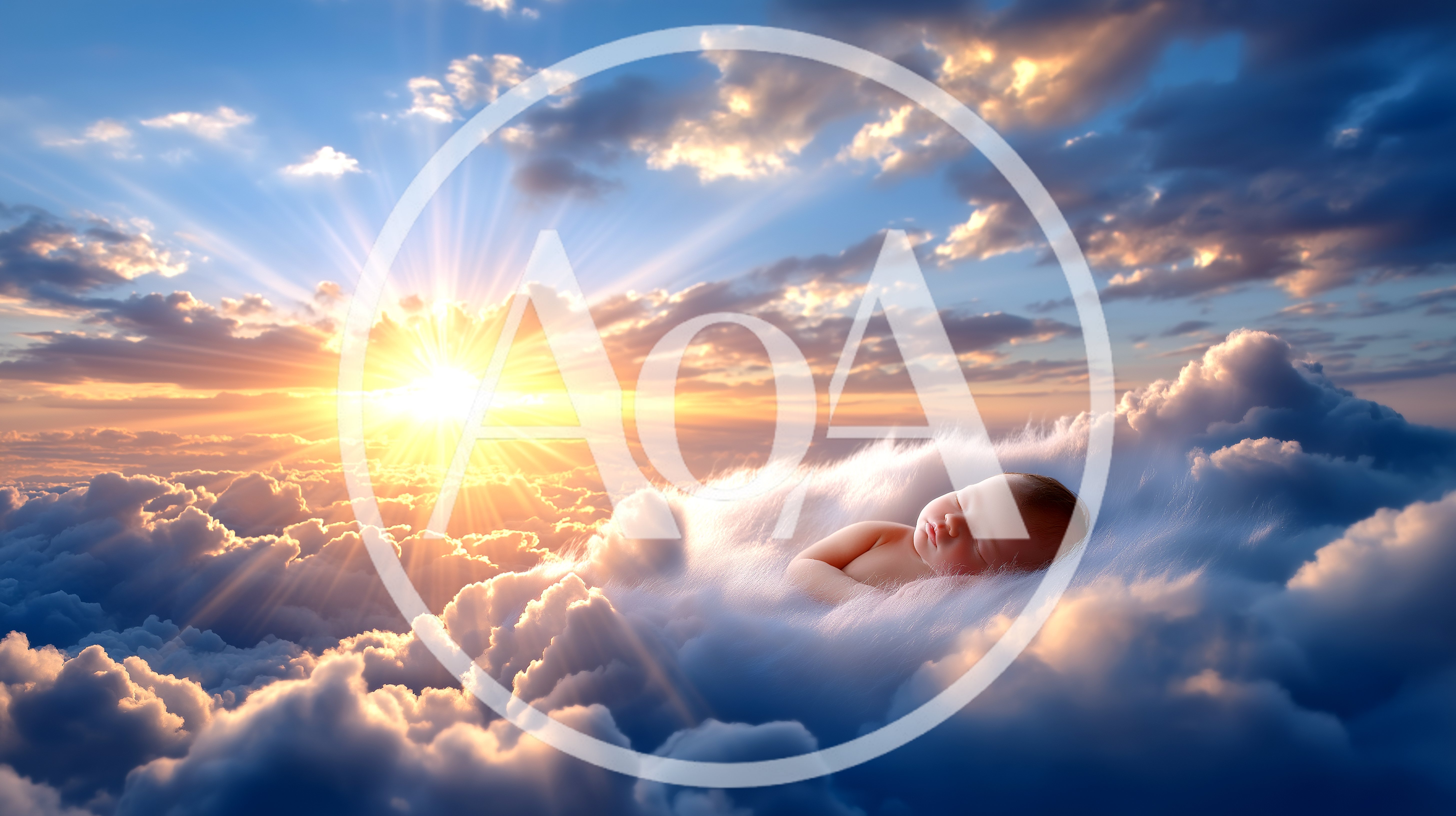 Newborn Baby Sleeping Peacefully On Fluffy Clouds