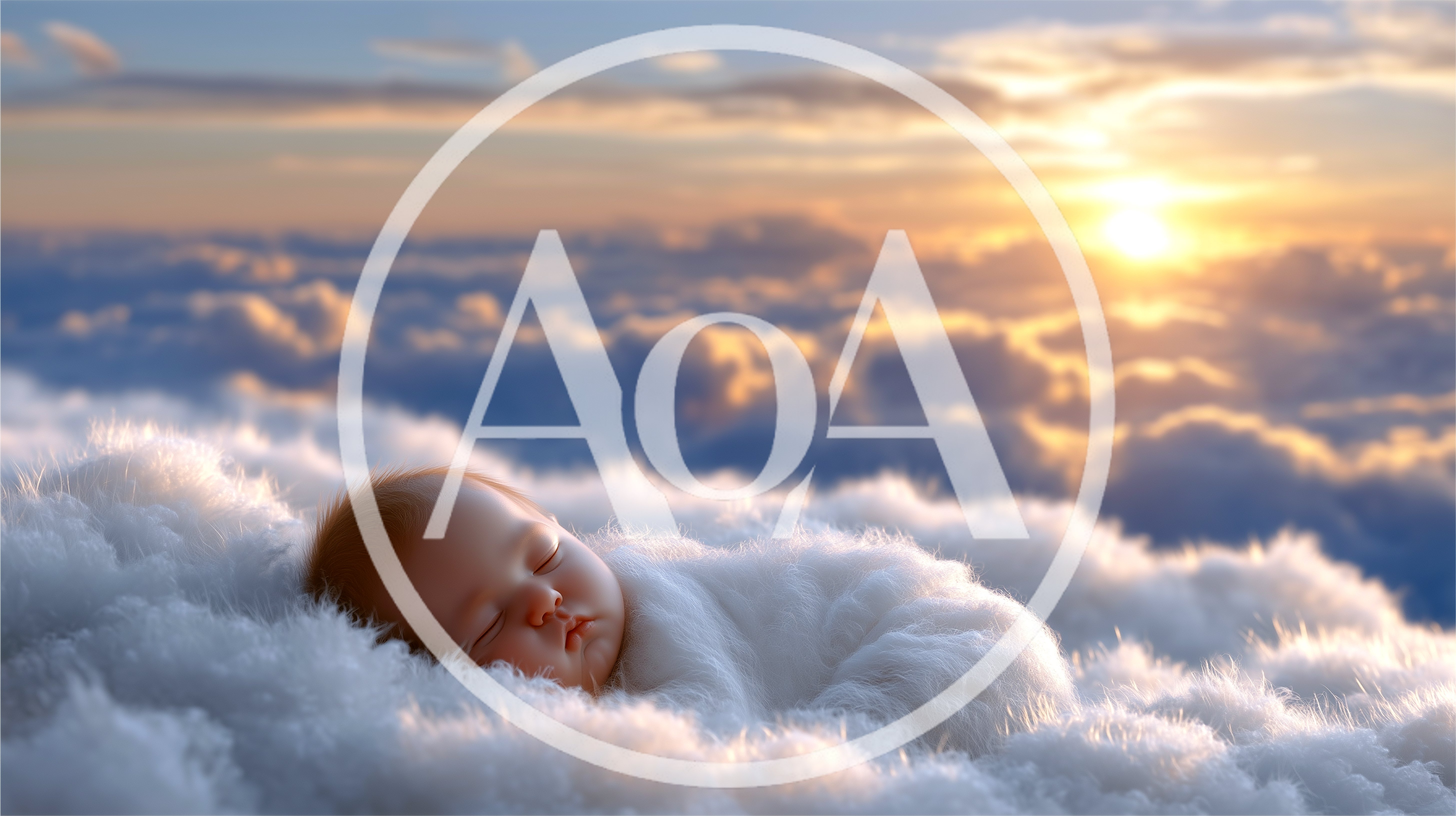 Newborn Baby Sleeping Peacefully On Fluffy Clouds