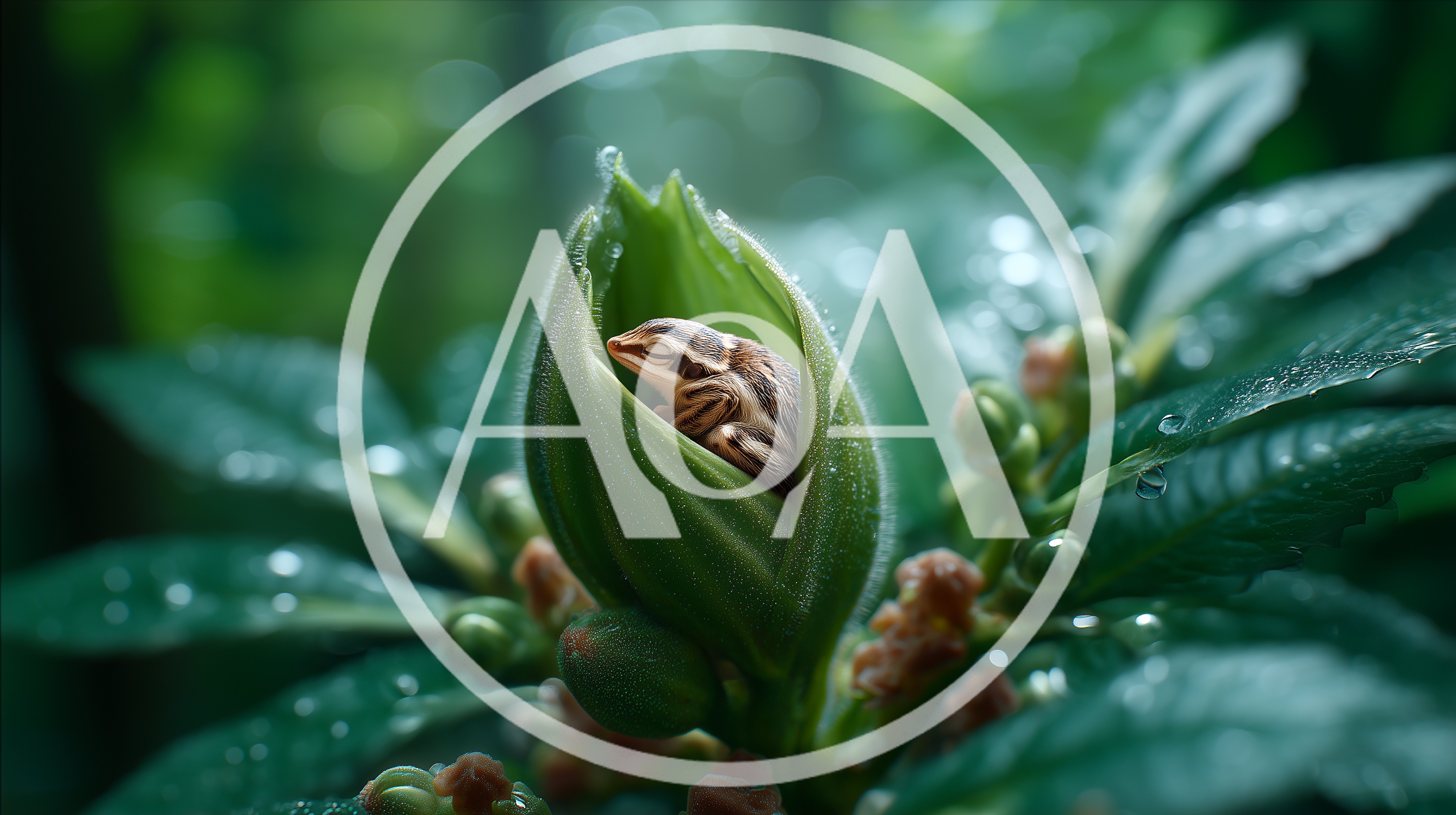 Small Frog Resting Inside A Green Flower Bud