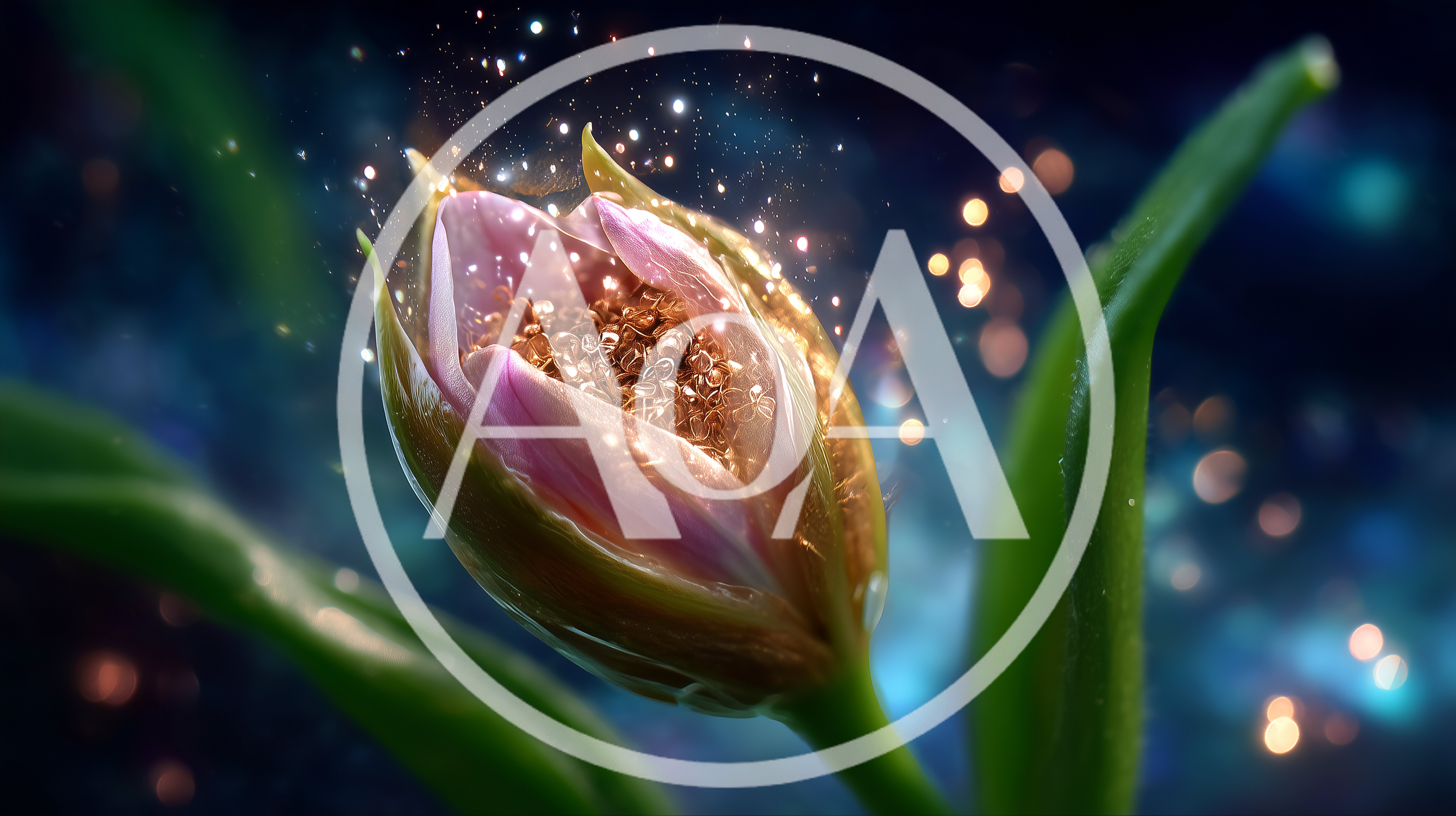 Magical Glowing Flower Bud With Sparkling Particles