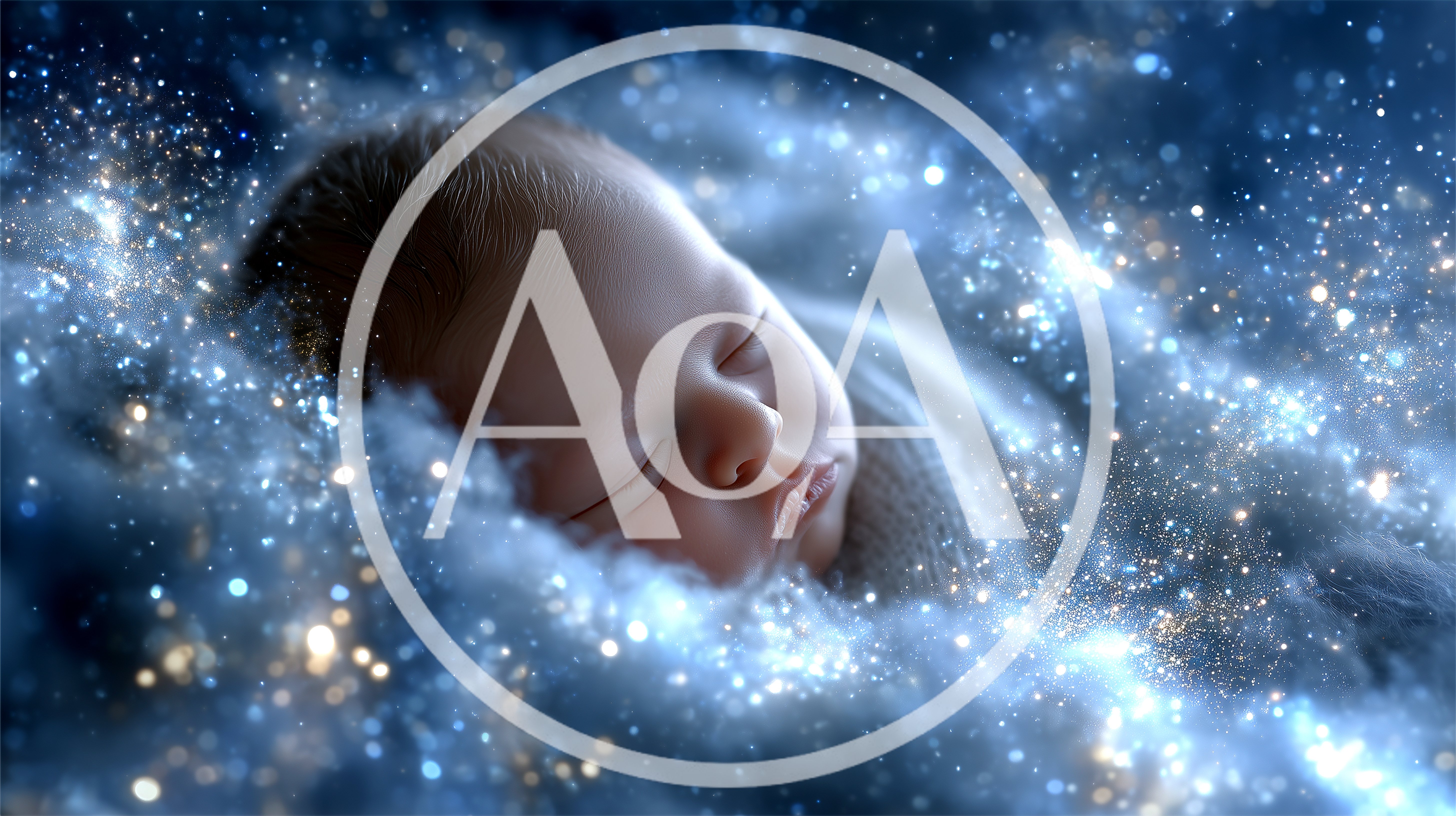 Newborn Baby Sleeping In A Magical Starry Cloud