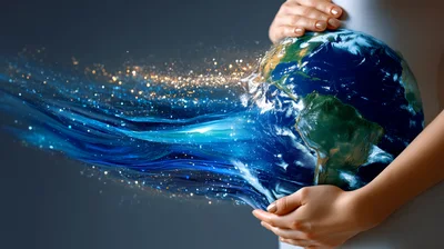 Conceptual Representation Of Earth Held By Human Hands