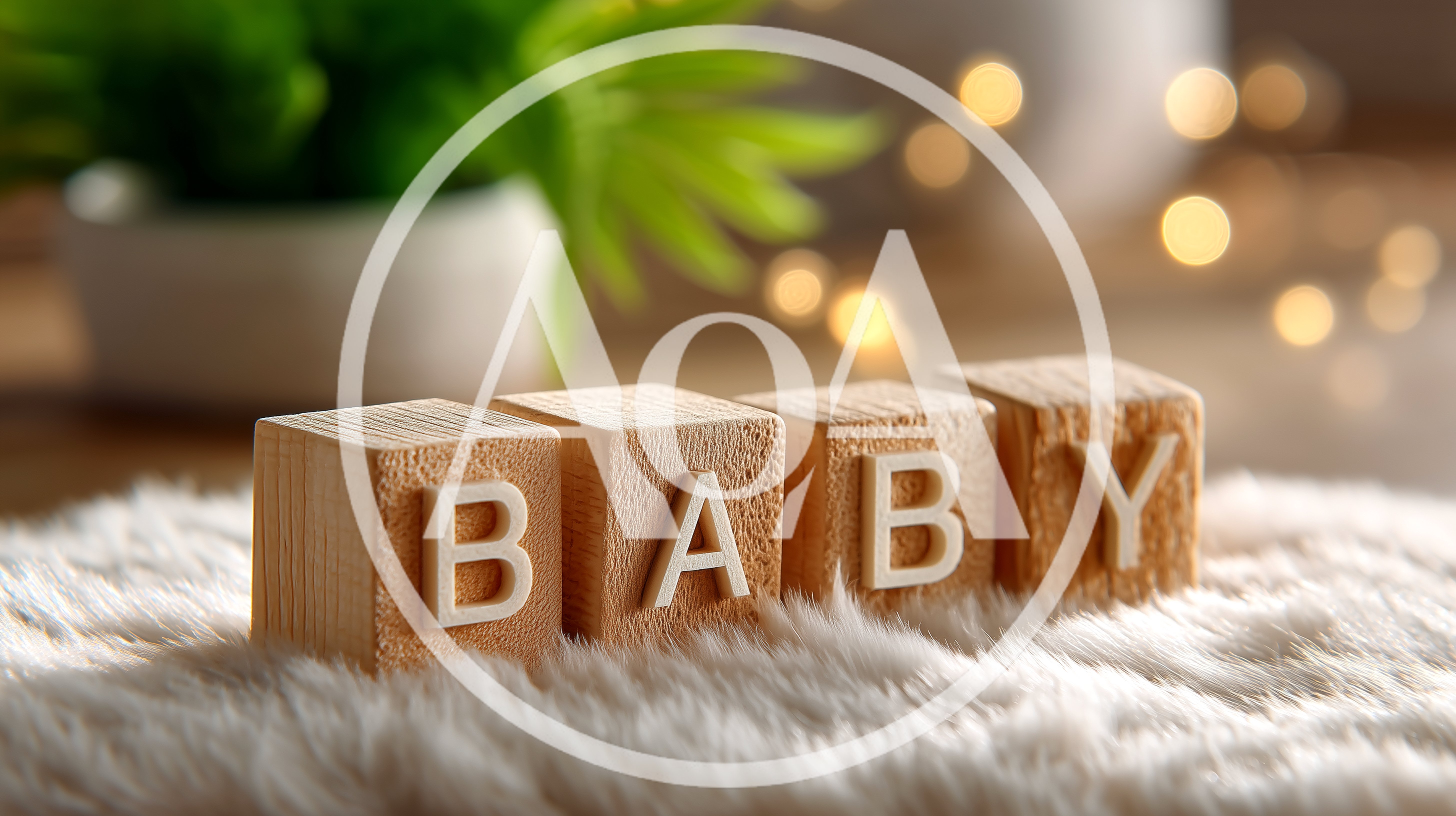 Wooden Baby Blocks Spelling Baby On Soft White Fur