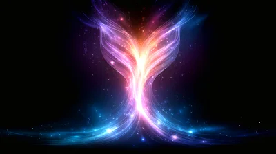 Abstract Glowing Light Trails With Particle Effects