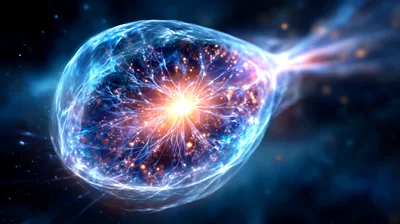 Abstract Cosmic Explosion With Glowing Energy Filaments