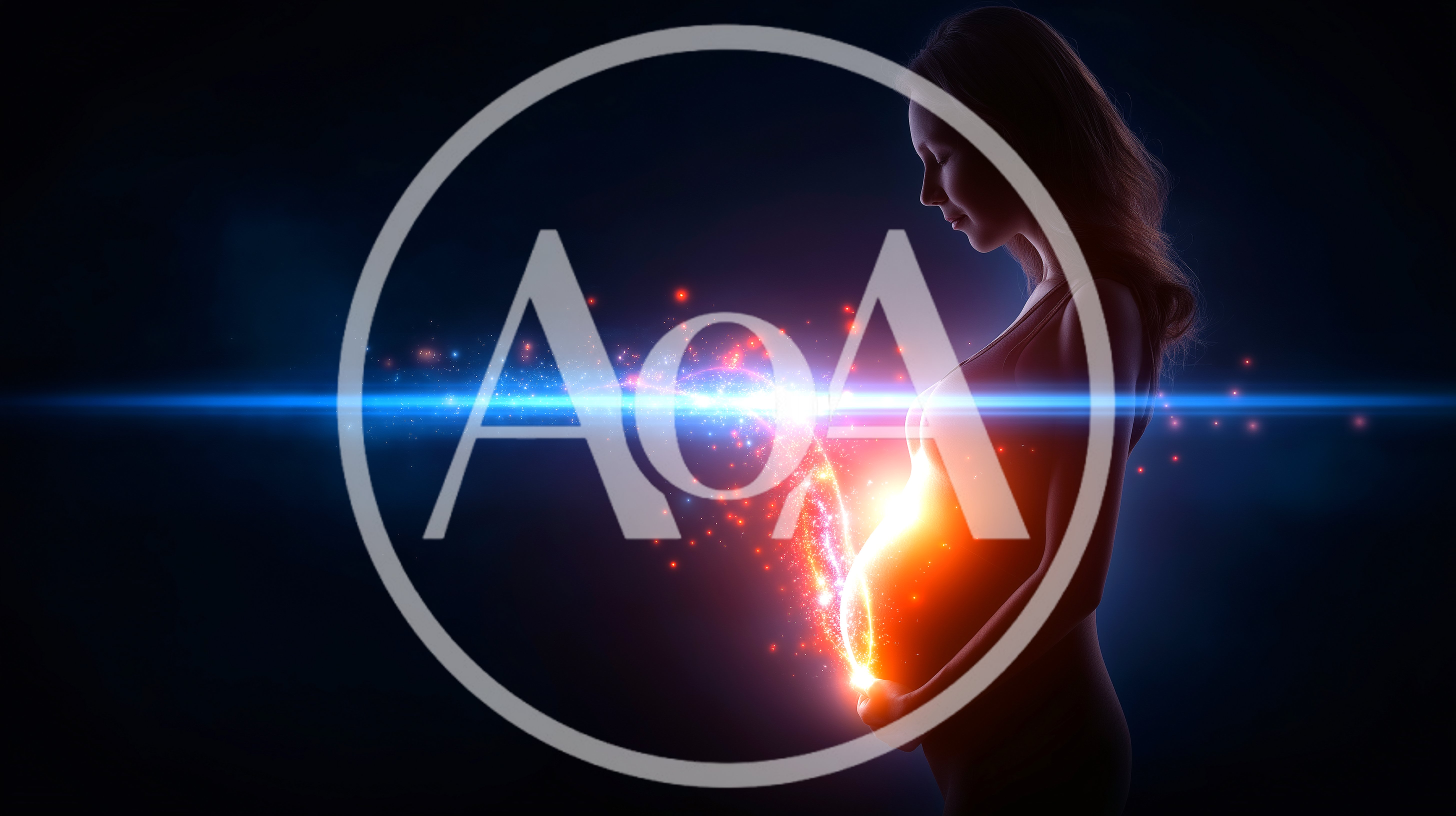 Pregnant Woman Silhouette With Glowing Energy Effect