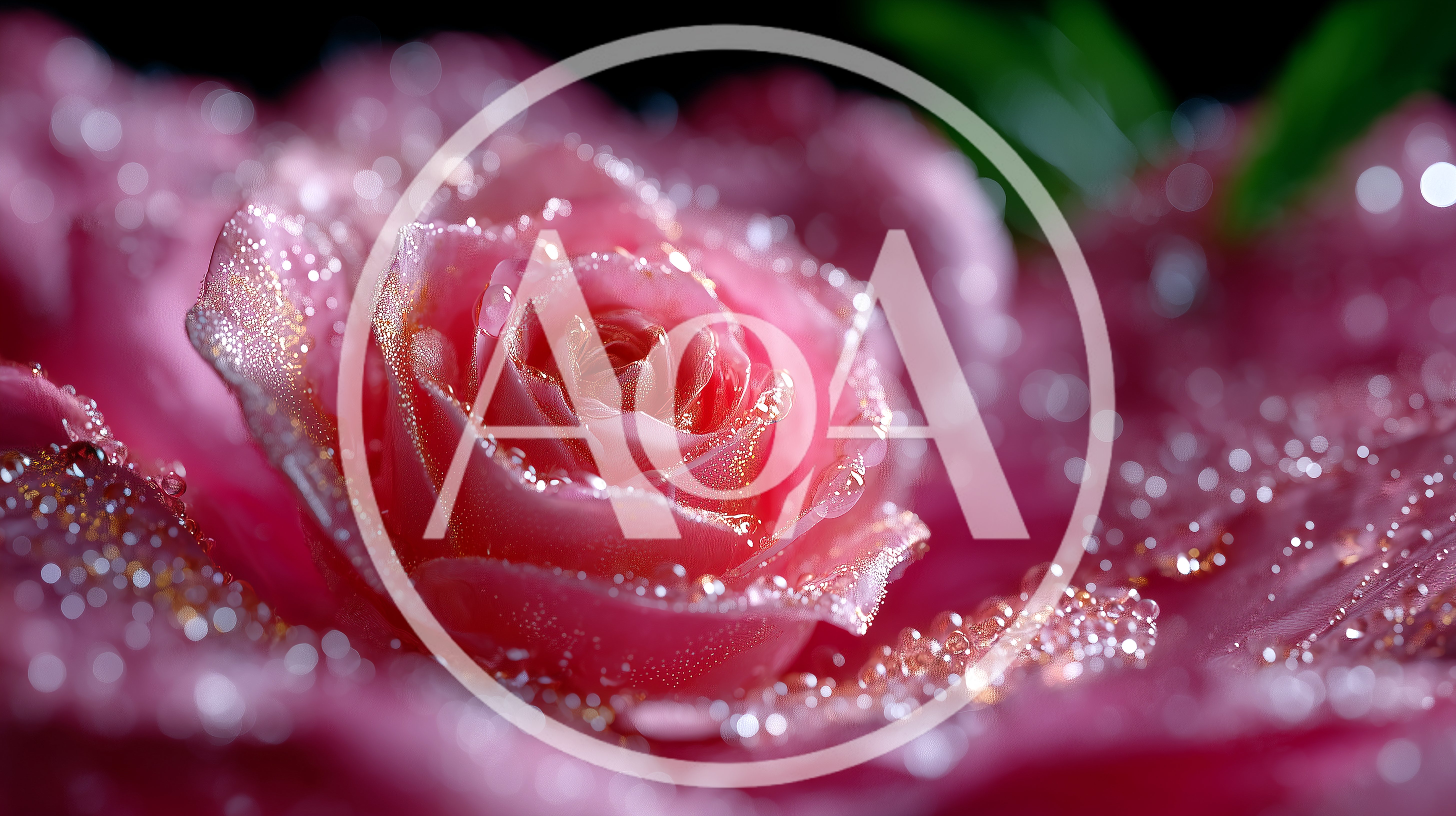 Macro Close Up Of A Pink Rose With Dewdrops
