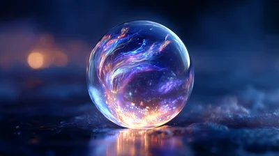 Glowing Magical Crystal Sphere With Nebula Energy