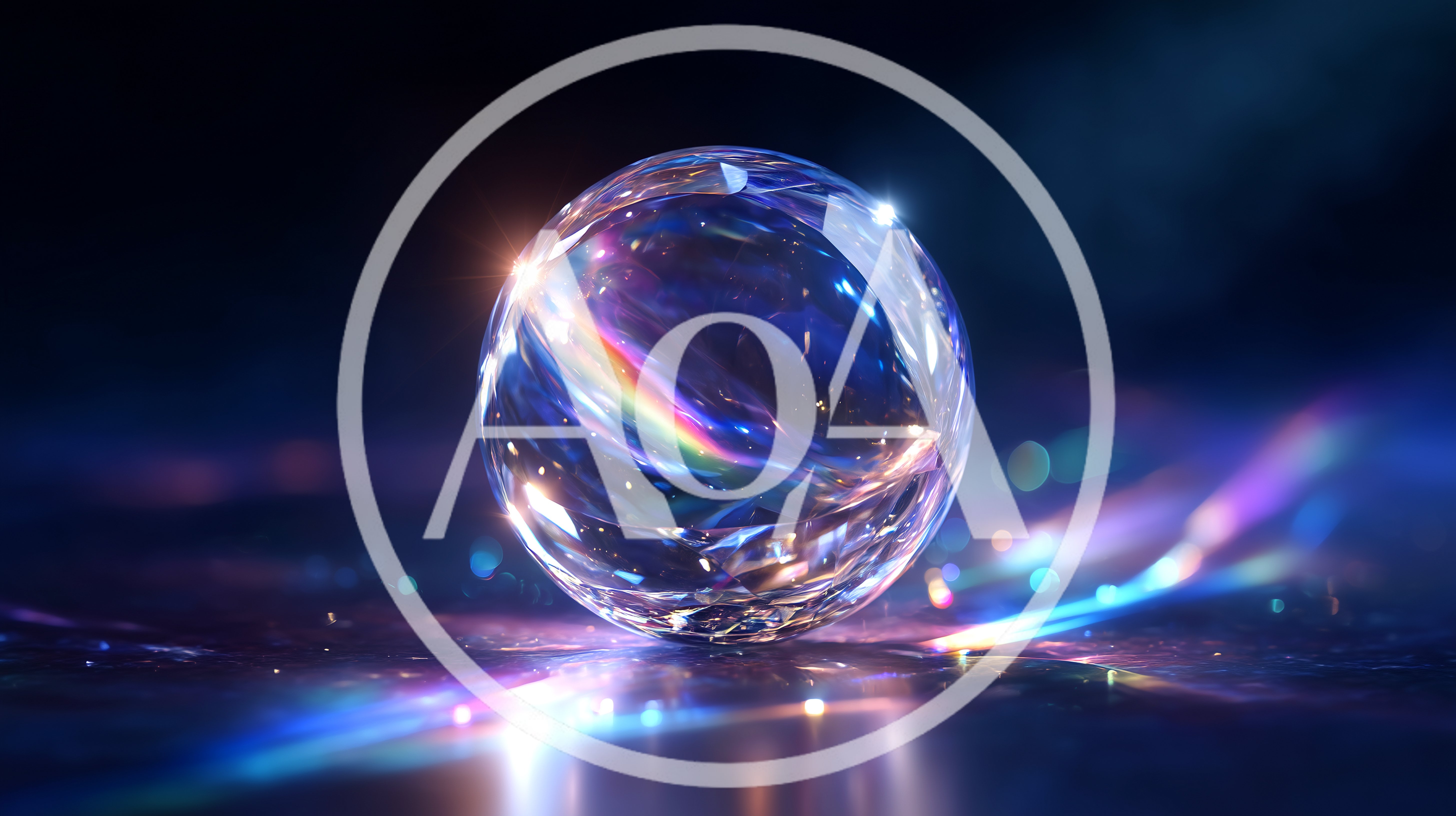 Crystal Sphere With Rainbow Light Refractions