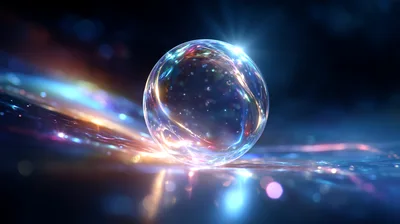 Glowing Crystal Sphere With Abstract Cosmic Light Effects