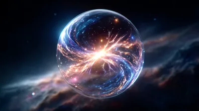 Cosmic Energy Sphere Floating In Deep Space