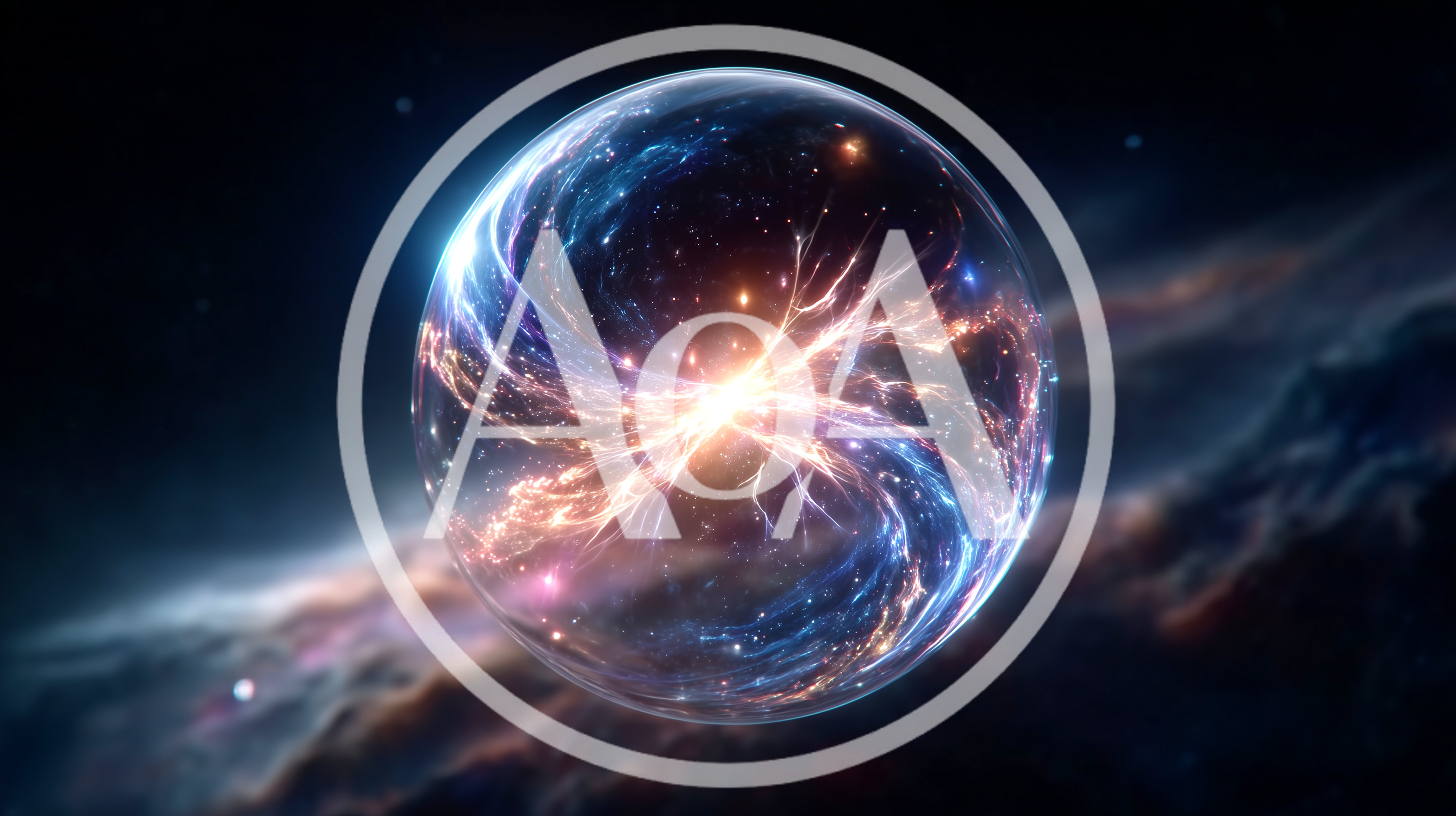Cosmic Energy Sphere Floating In Deep Space