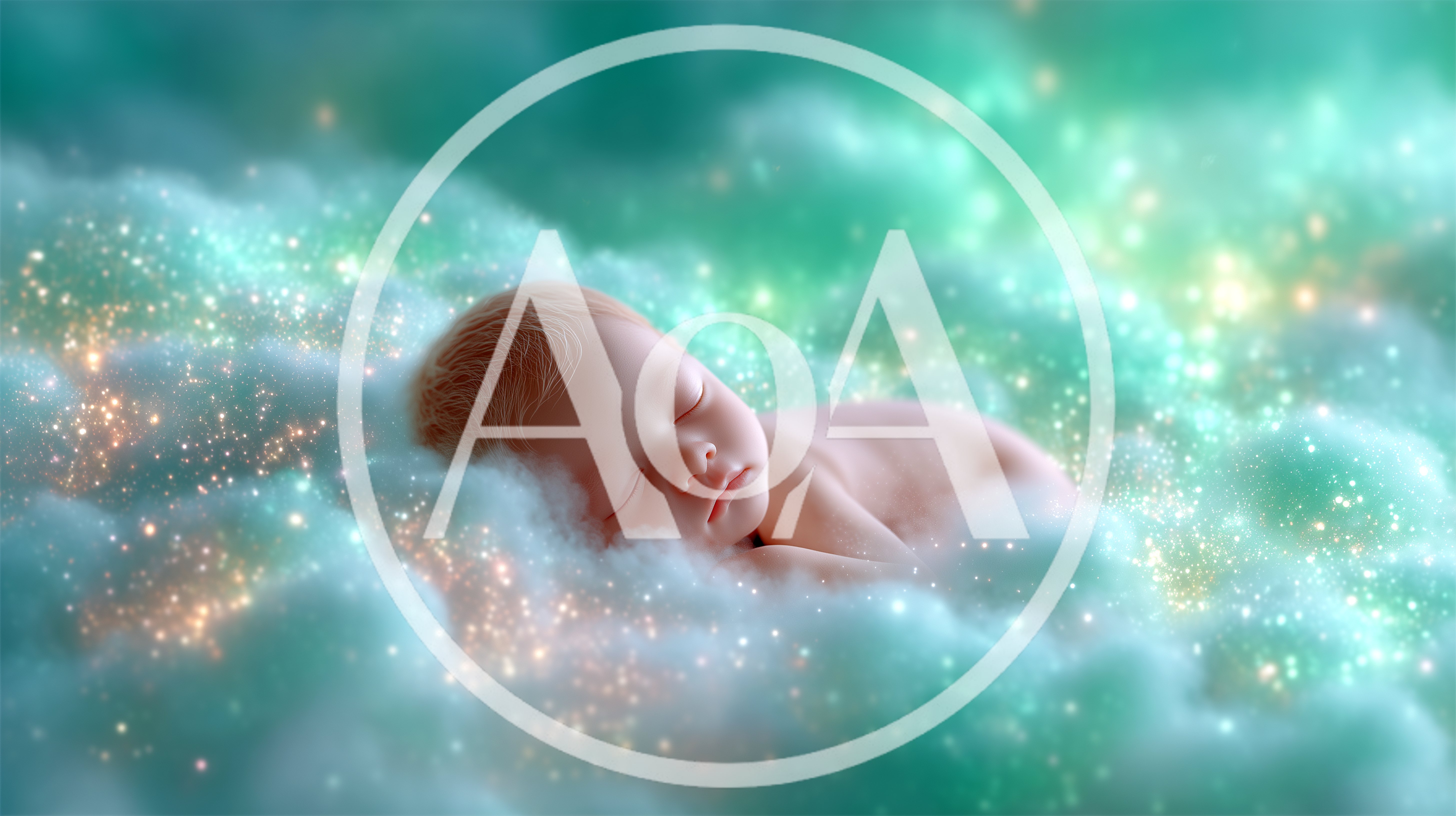 Newborn Baby Sleeping Peacefully On Magical Glowing Clouds
