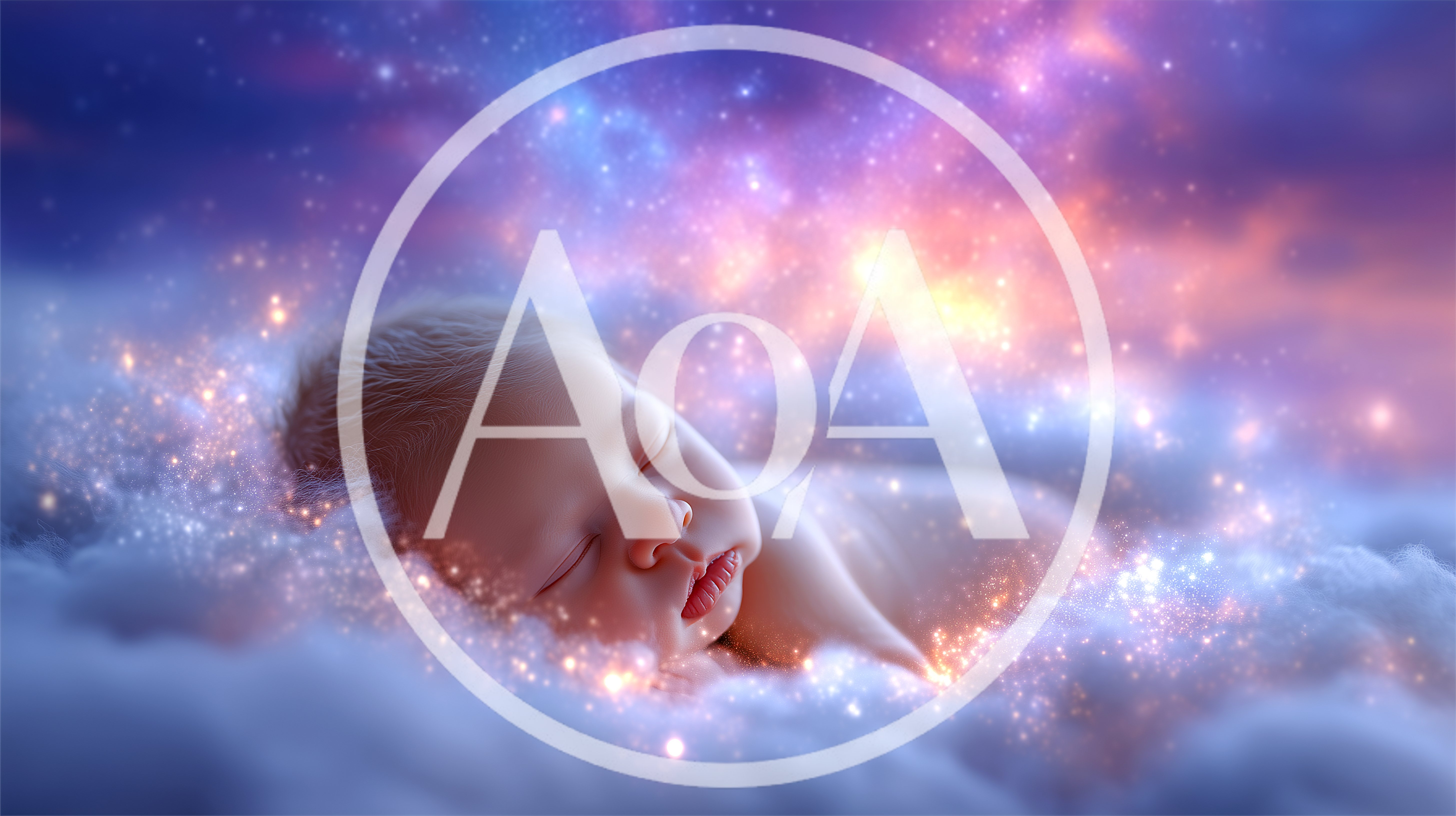 Newborn Baby Sleeping Peacefully On Dreamy Cloud Background