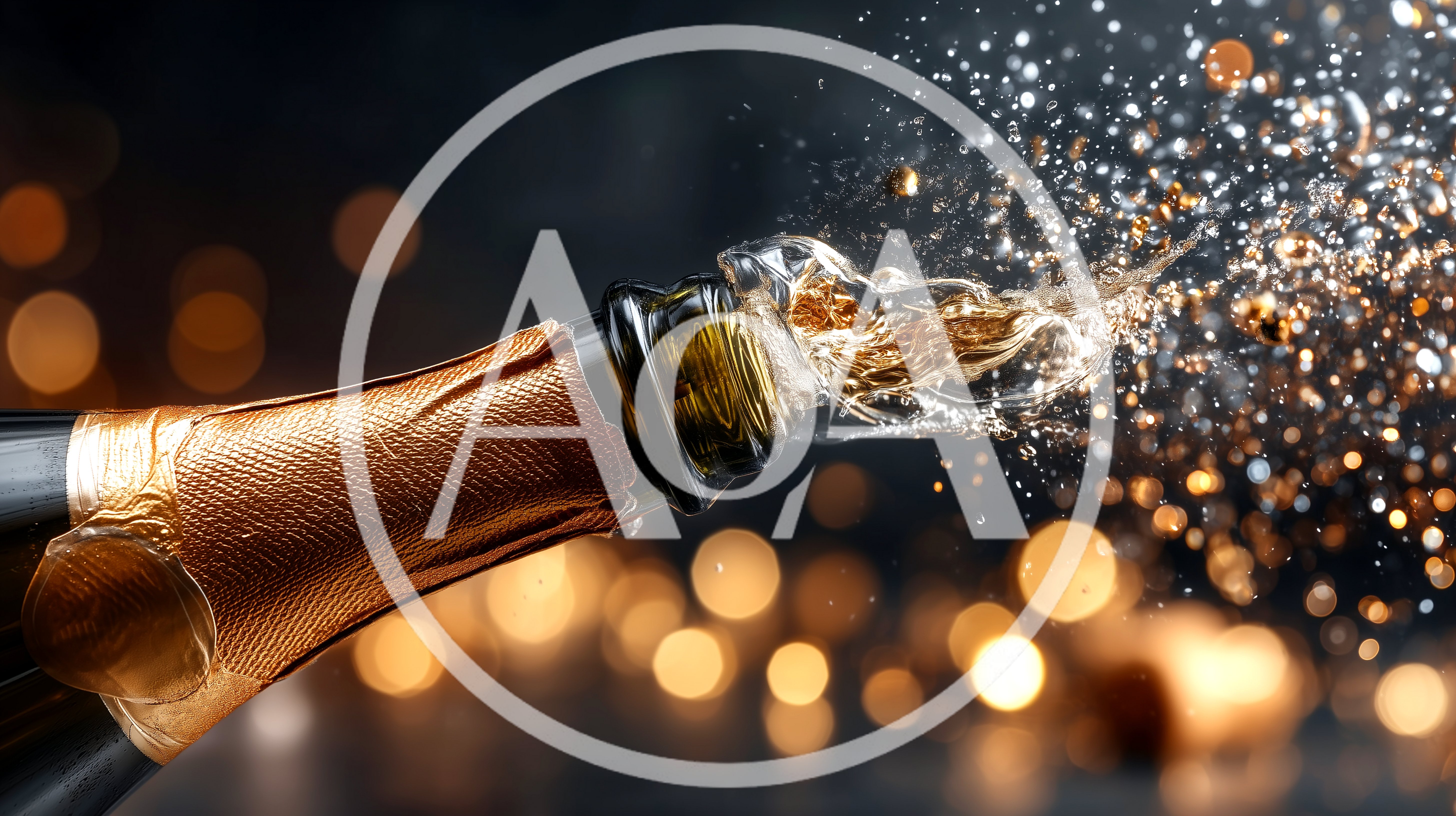Champagne Bottle Opening With Sparkling Liquid Spray