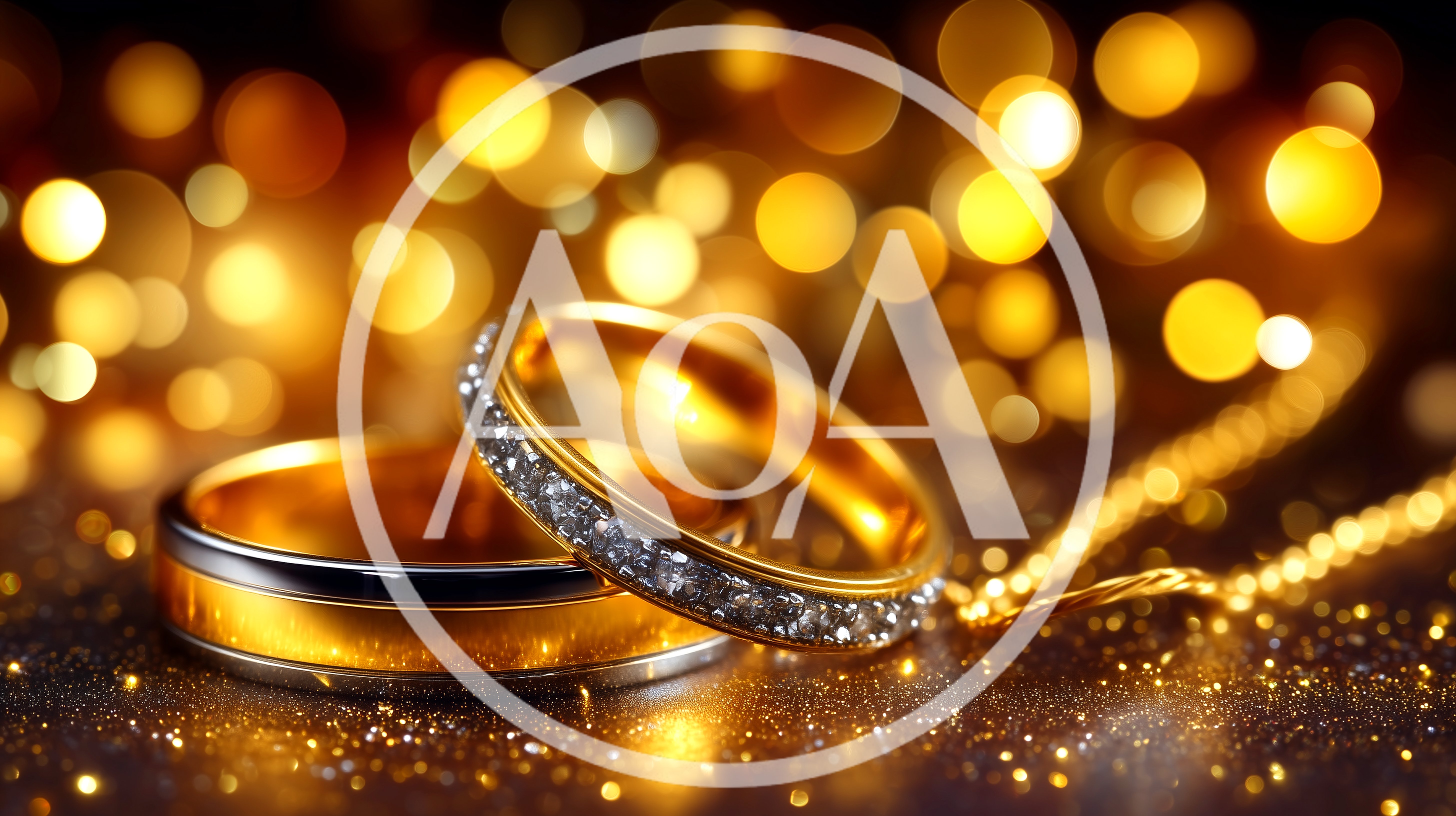 Two Elegant Gold Wedding Rings With Sparkling Diamonds