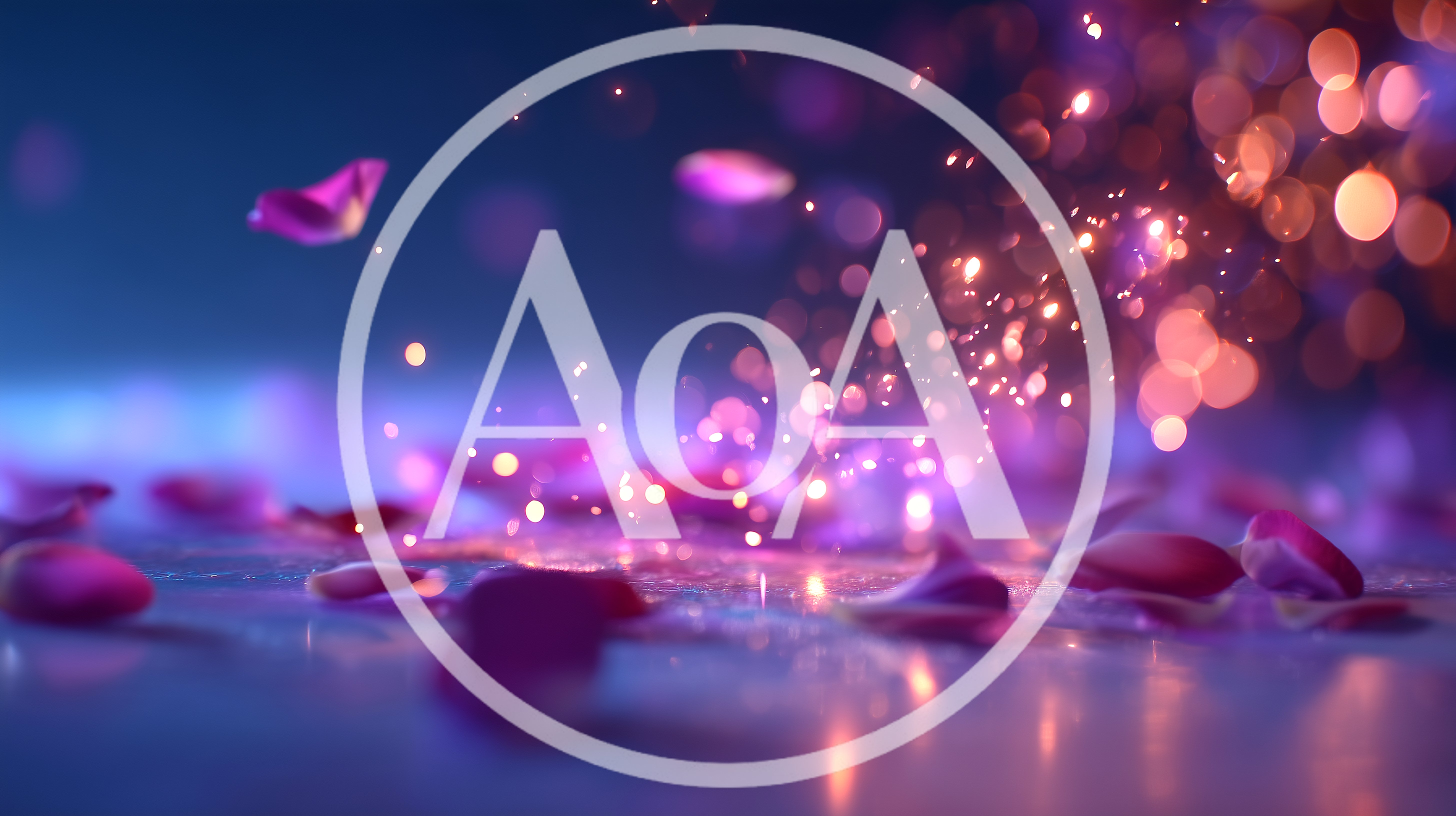 Pink Rose Petals Falling With Glowing Bokeh Particles