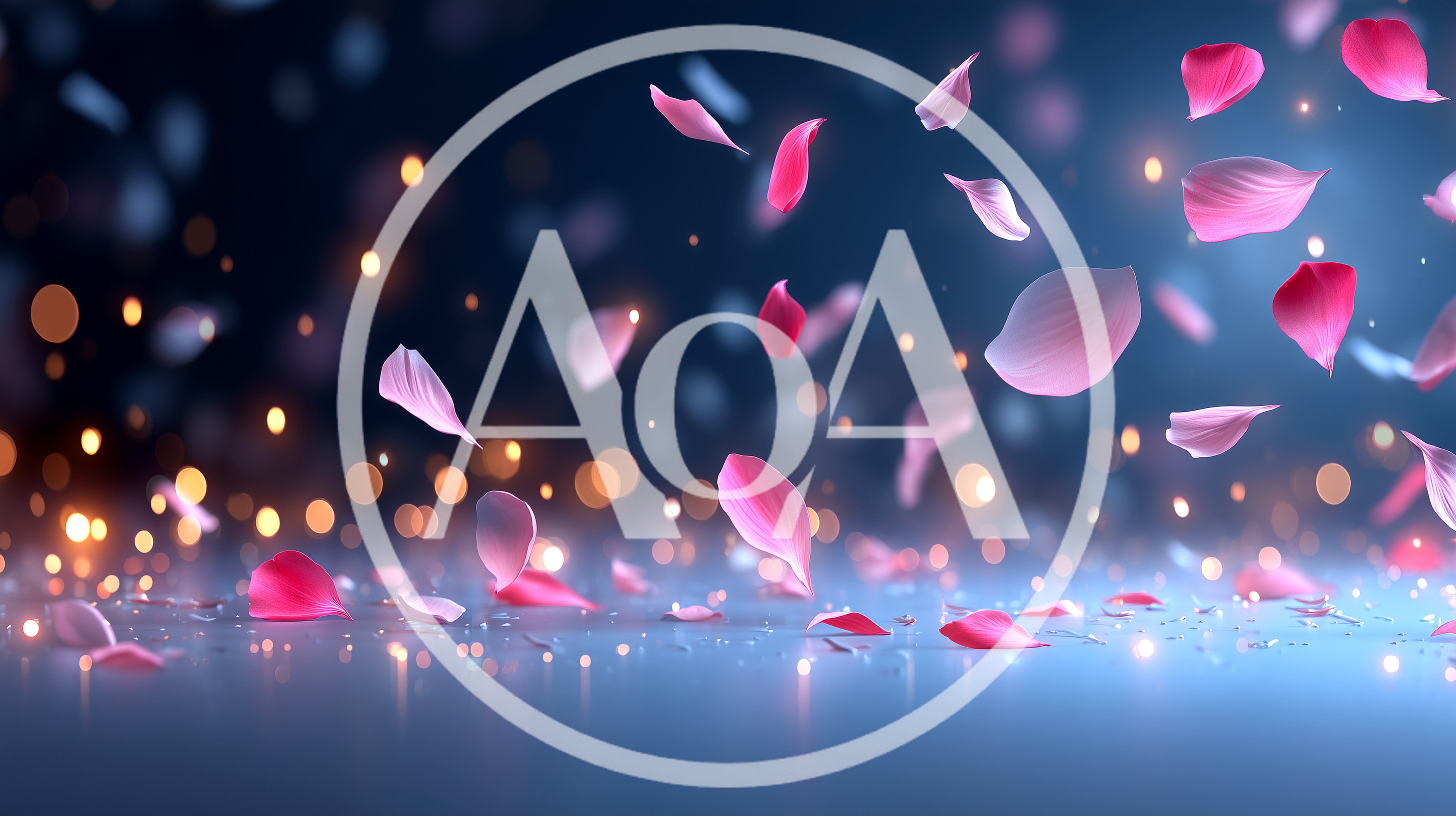 Pink Rose Petals Falling On A Reflective Surface