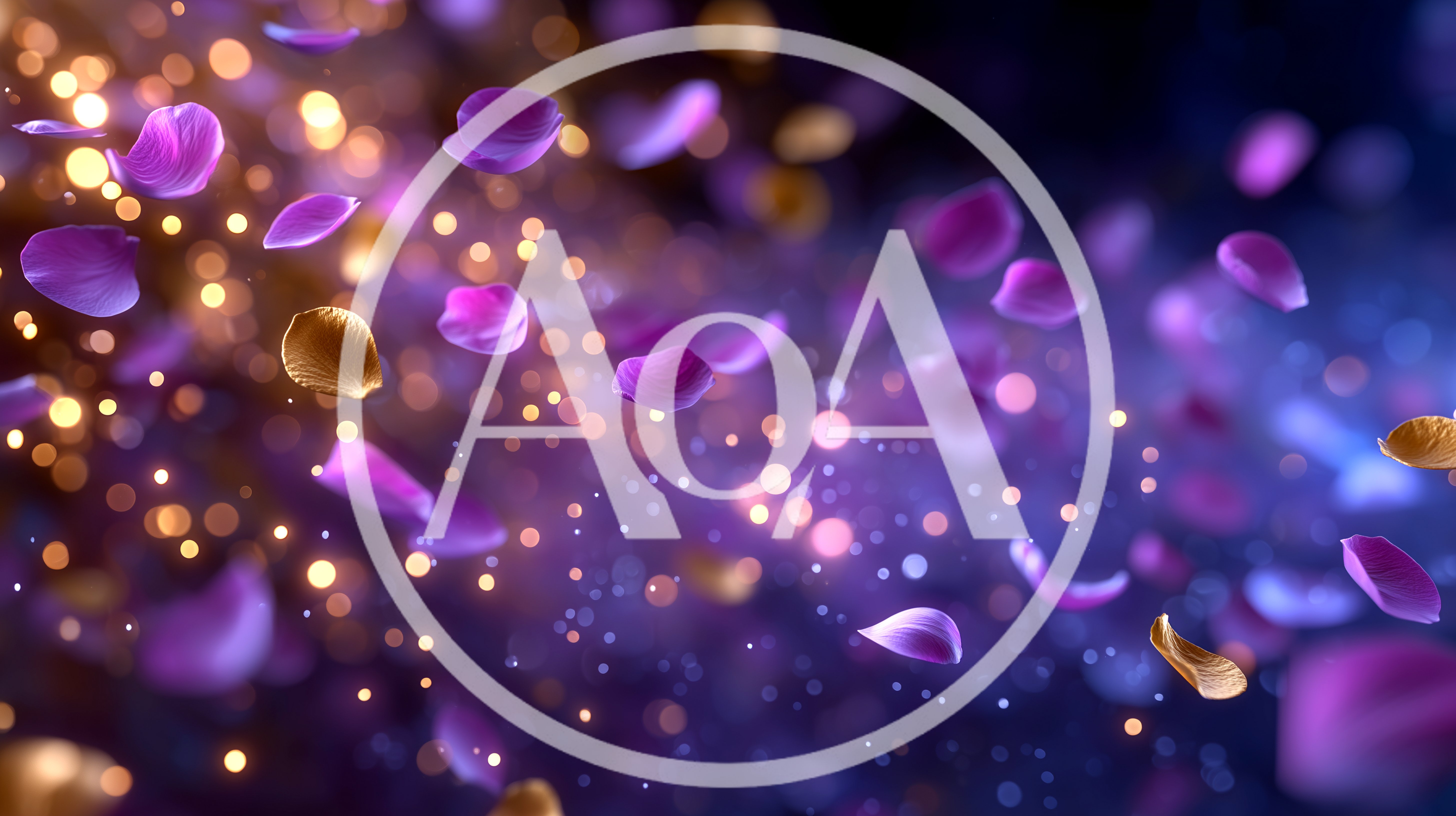 Floating Purple Petals With Golden Bokeh Particles