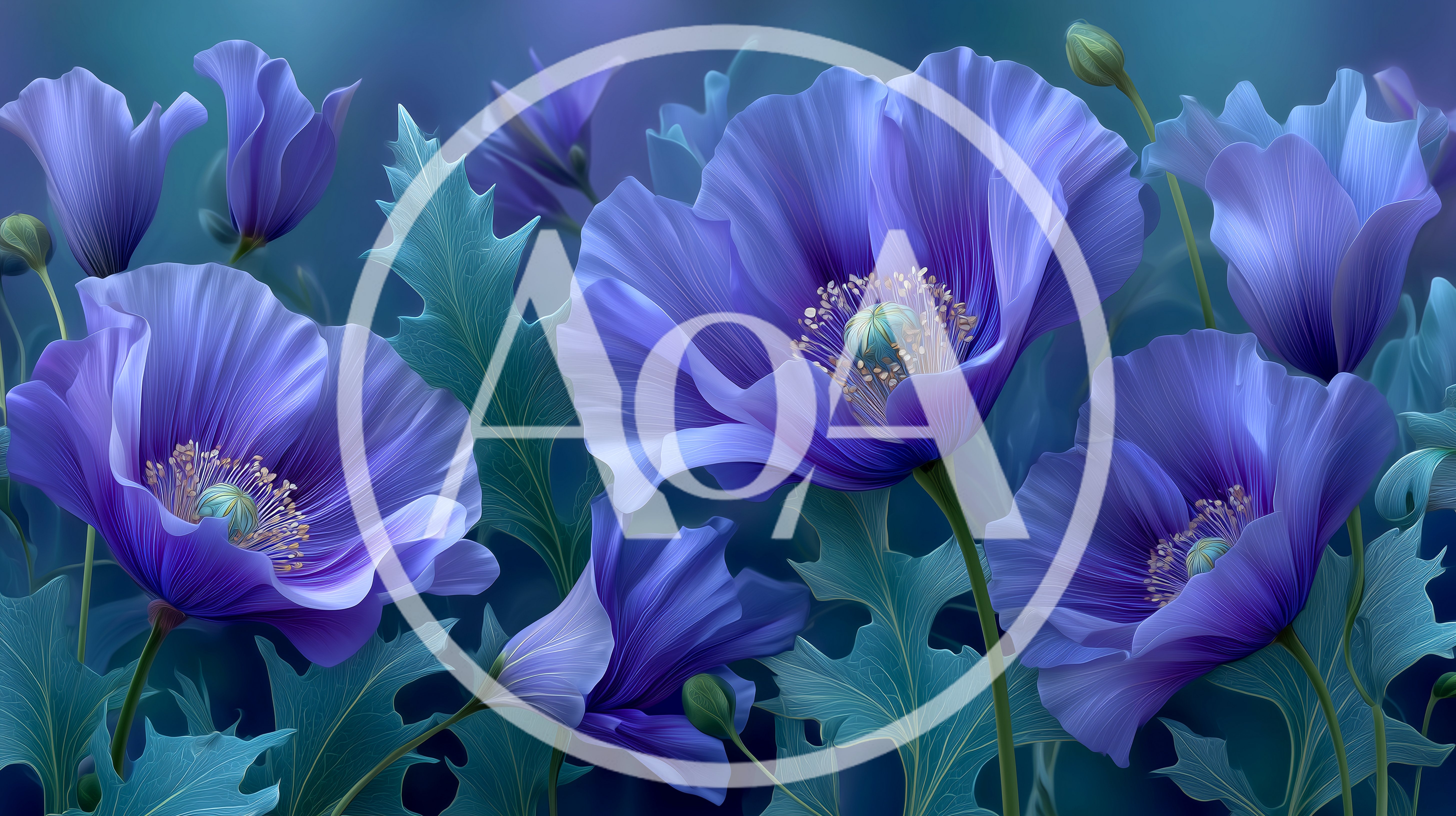 Vibrant Blue Poppy Flowers In A Dreamy Garden