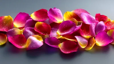 Rose Petals With Water Droplets On Dark Background