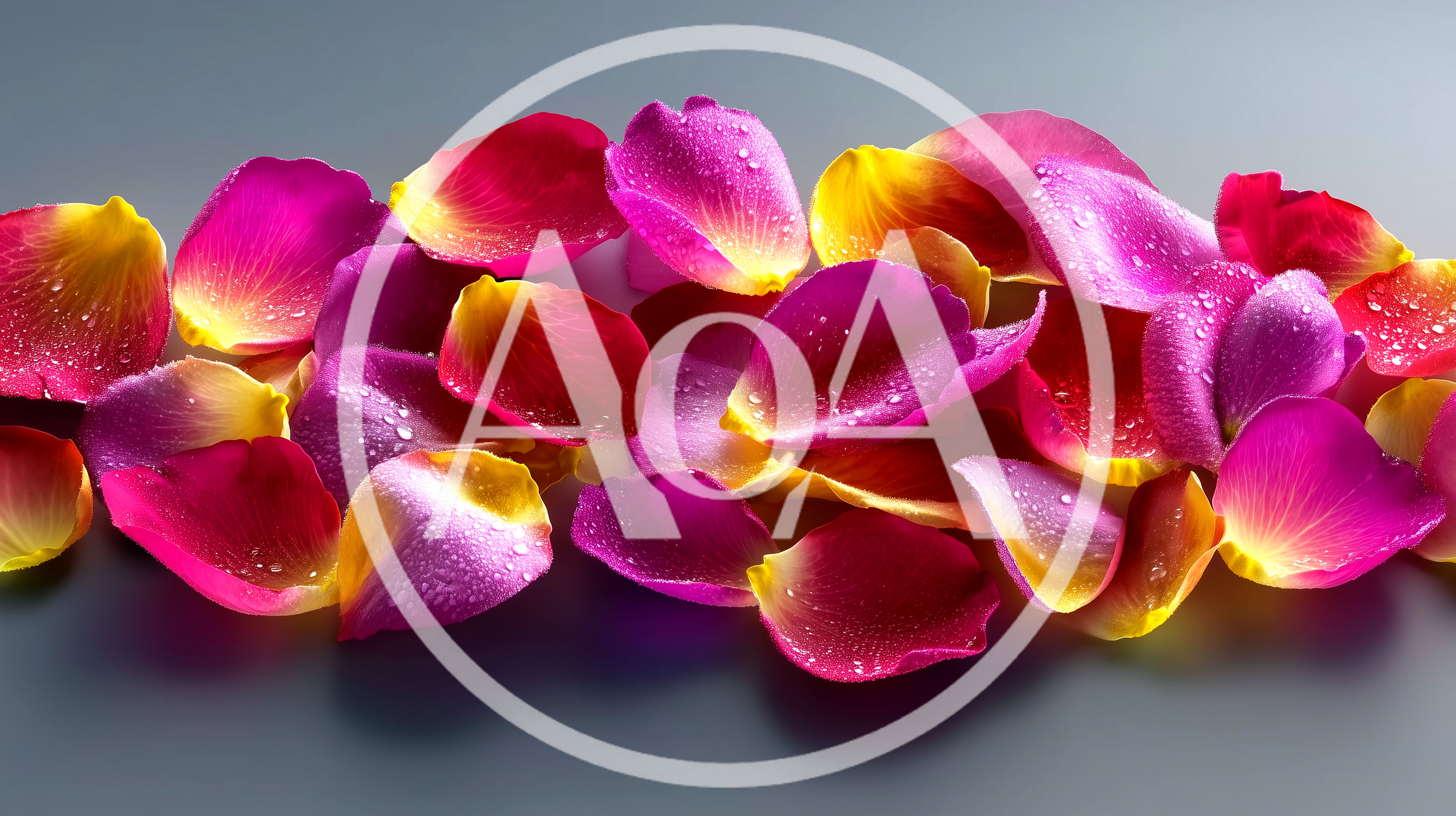 Rose Petals With Water Droplets On Dark Background