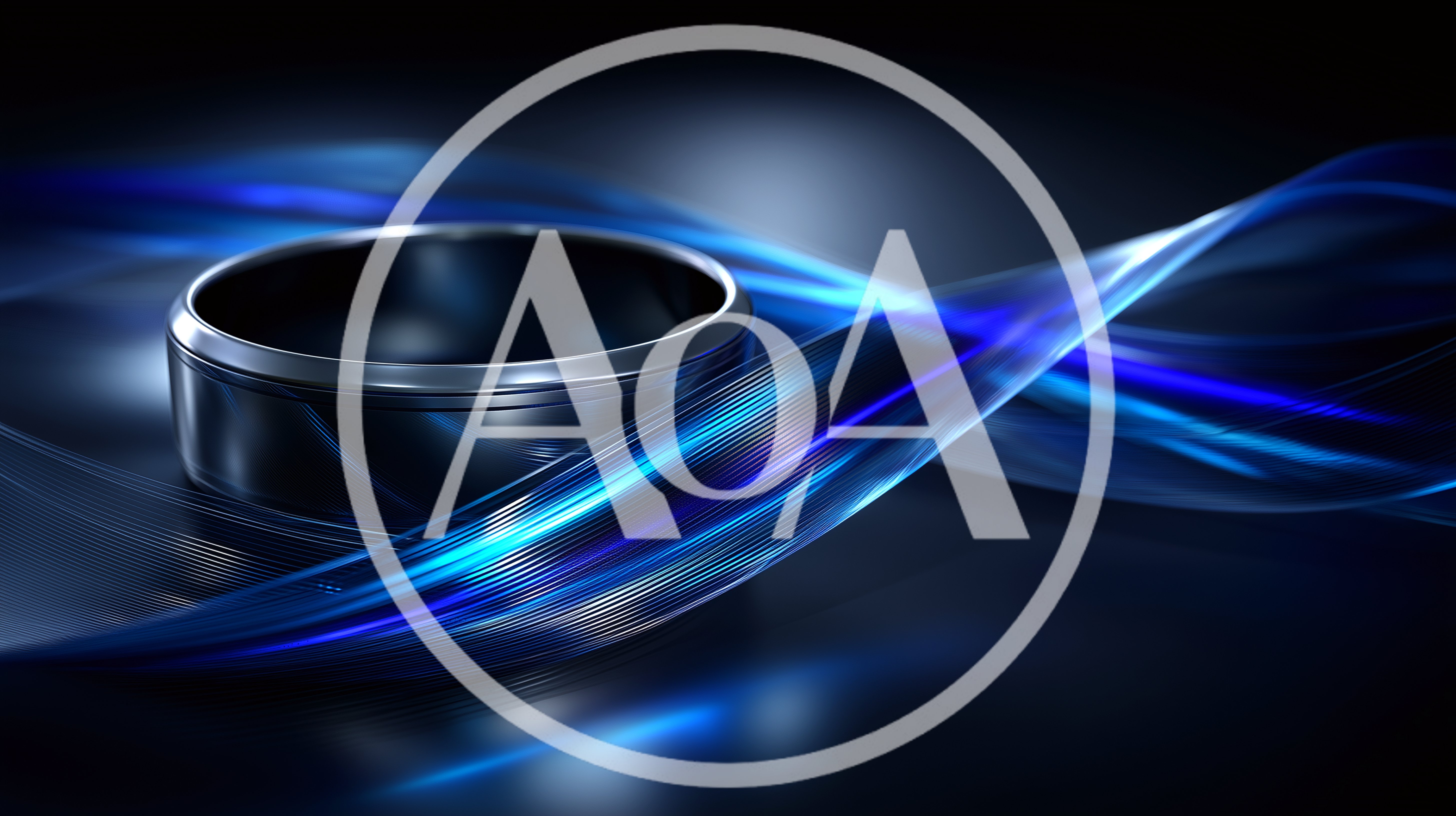 Smart Ring With Abstract Blue Light Trails
