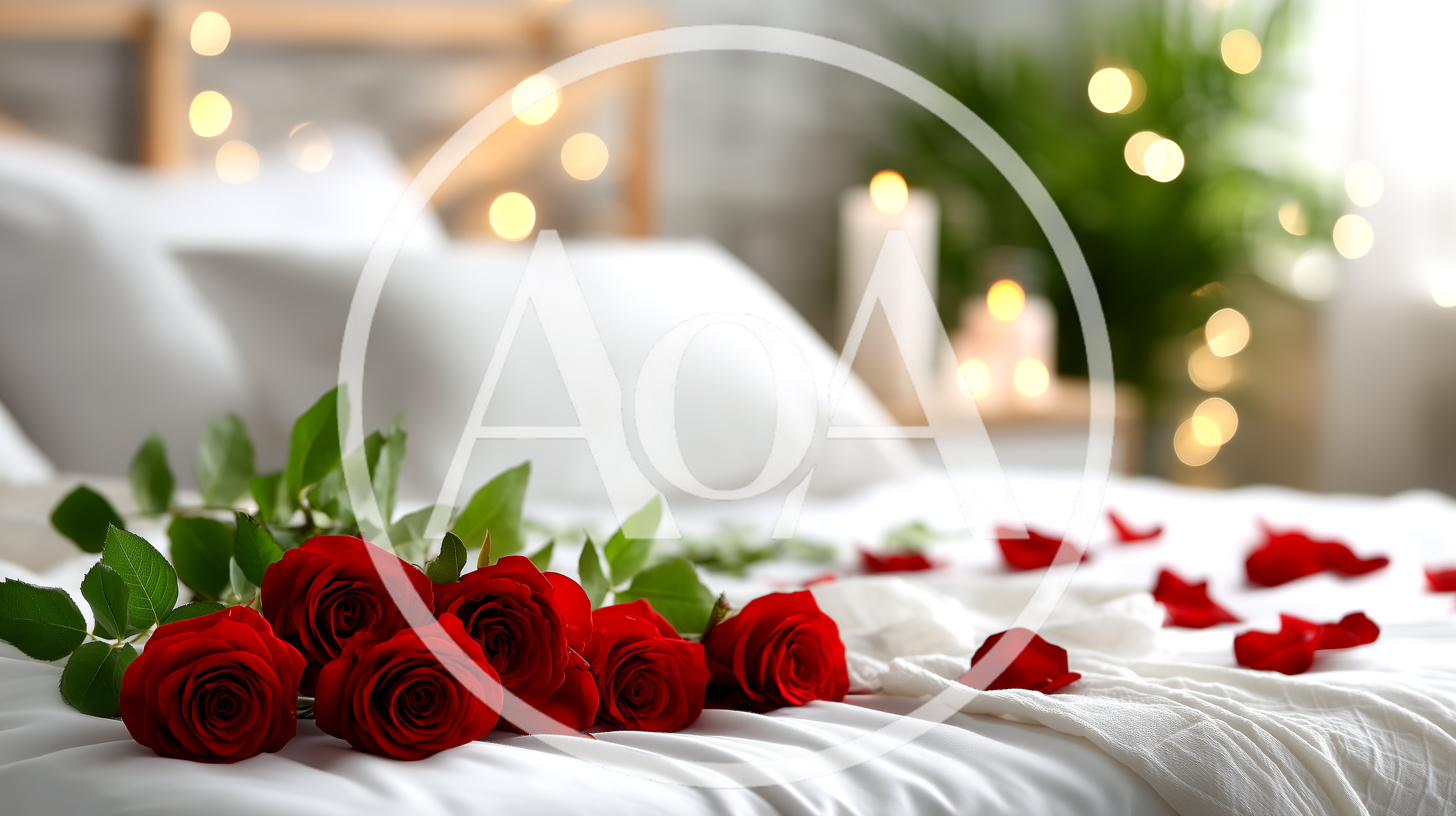 Red Roses On A White Bed For Romantic Occasion