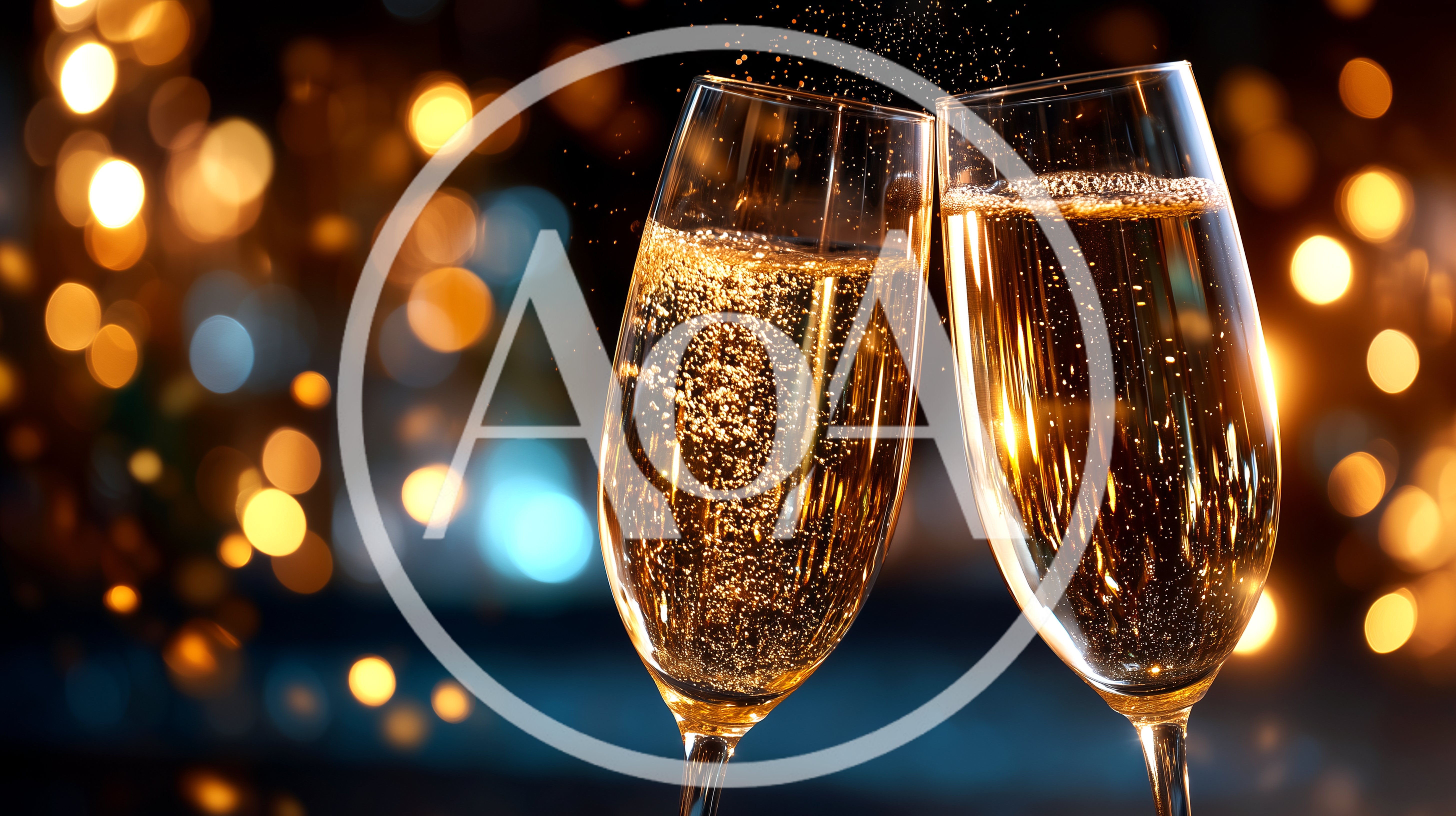 Two Champagne Flutes Toasting With Bubbles