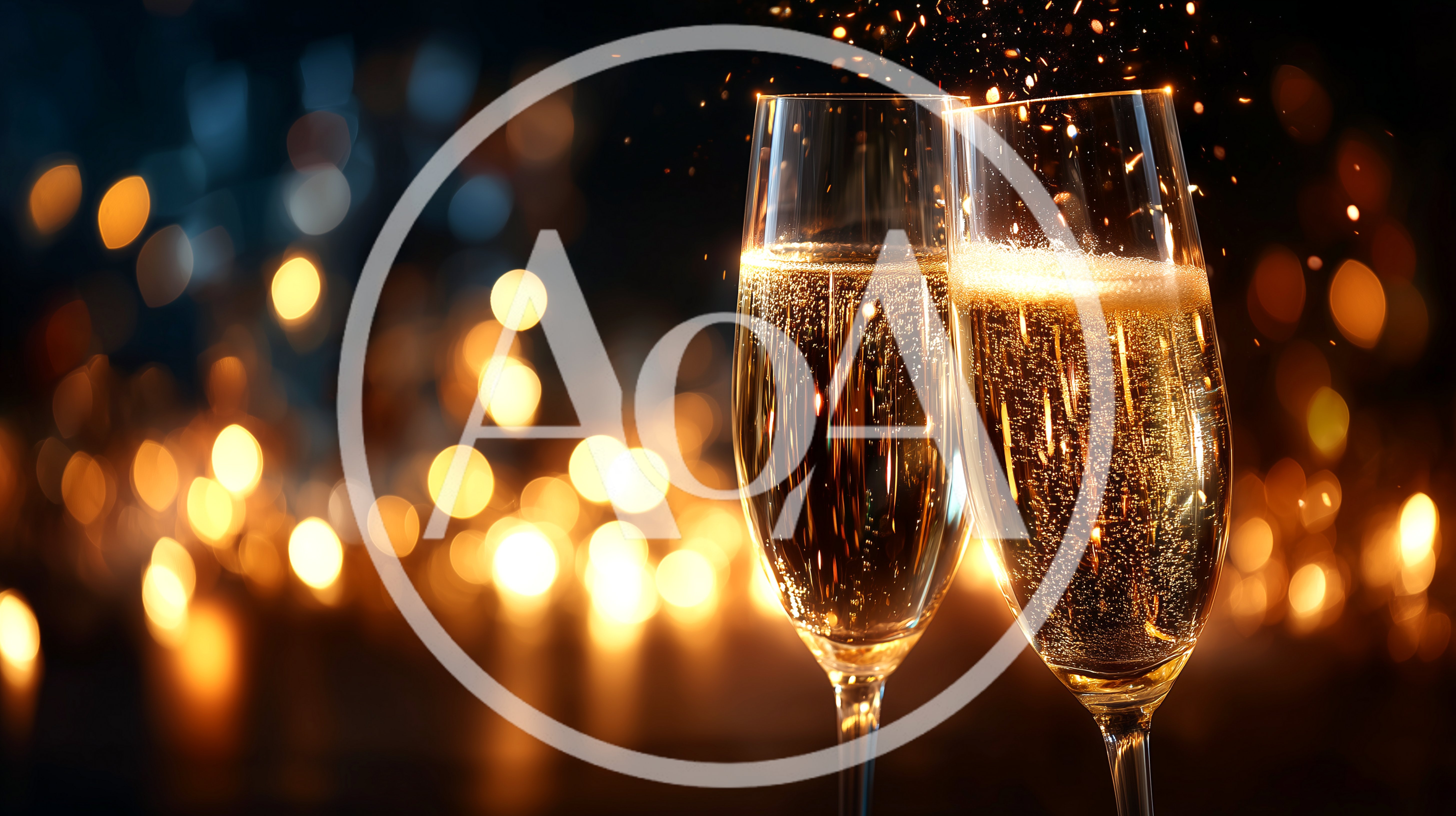 Two Champagne Flutes Toasting With Sparkling Bubbles