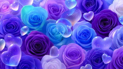 Abstract Background of Vibrant Blue and Purple Roses