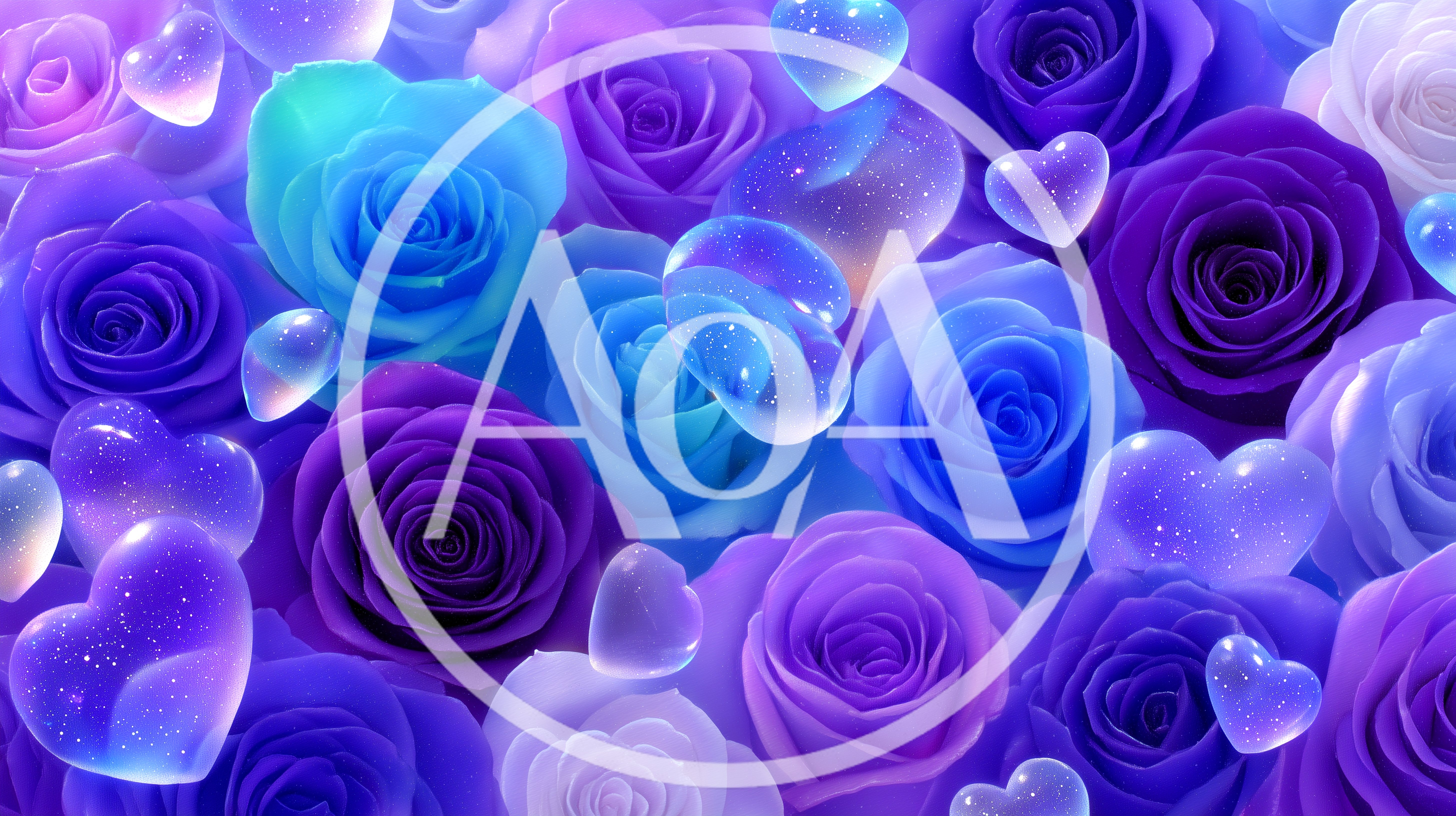 Abstract Background of Vibrant Blue and Purple Roses