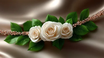 Elegant Cream Rose Corsage With Beaded Trim