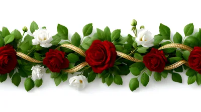 Decorative Floral Garland With Red And White Roses