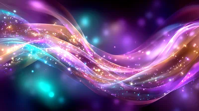 Abstract Glowing Purple And Cyan Light Waves