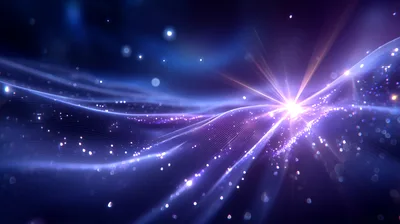 Abstract Glowing Blue Light Waves With Particle Effects