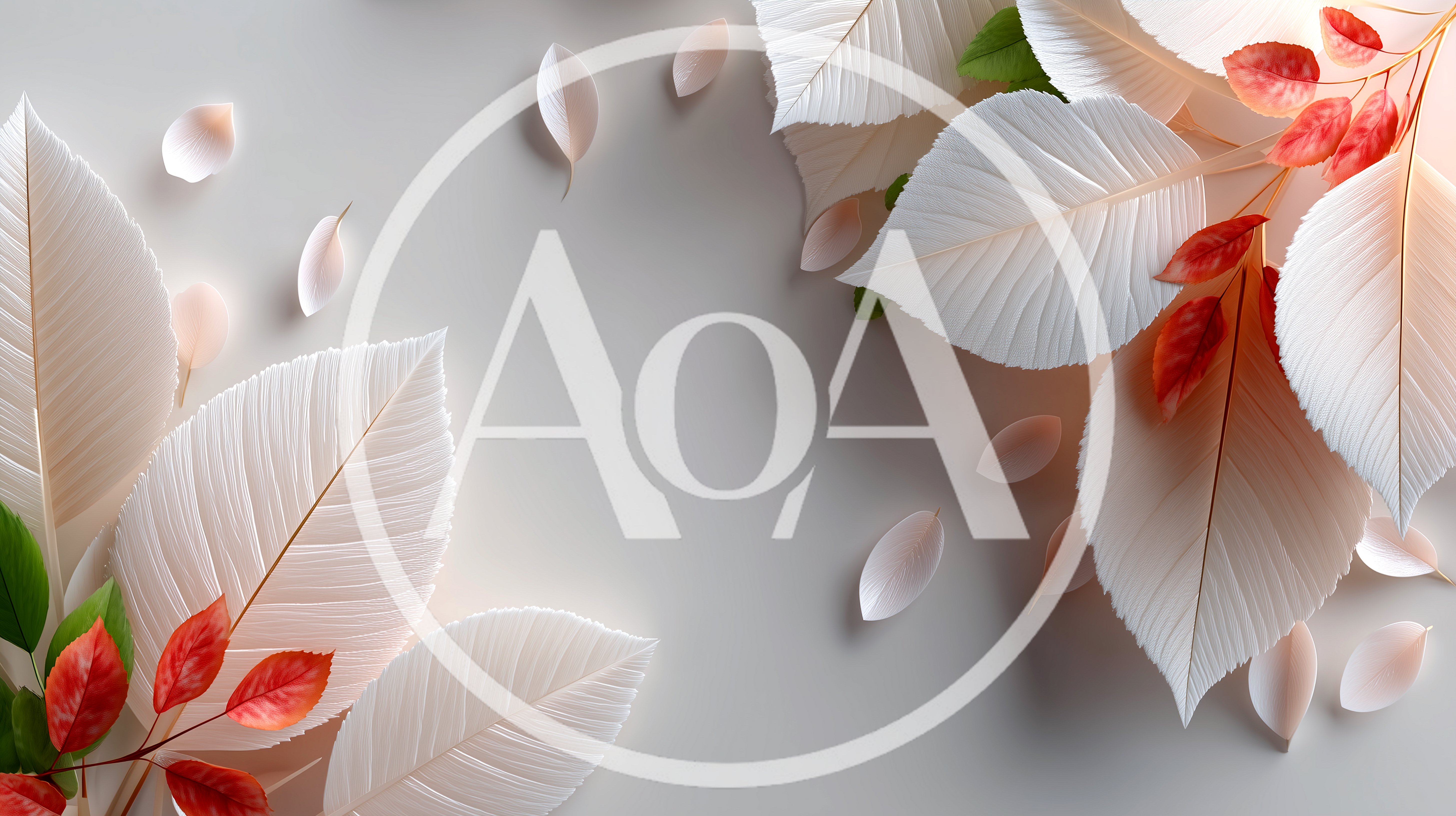 Elegant White Paper Leaves With Red Accents