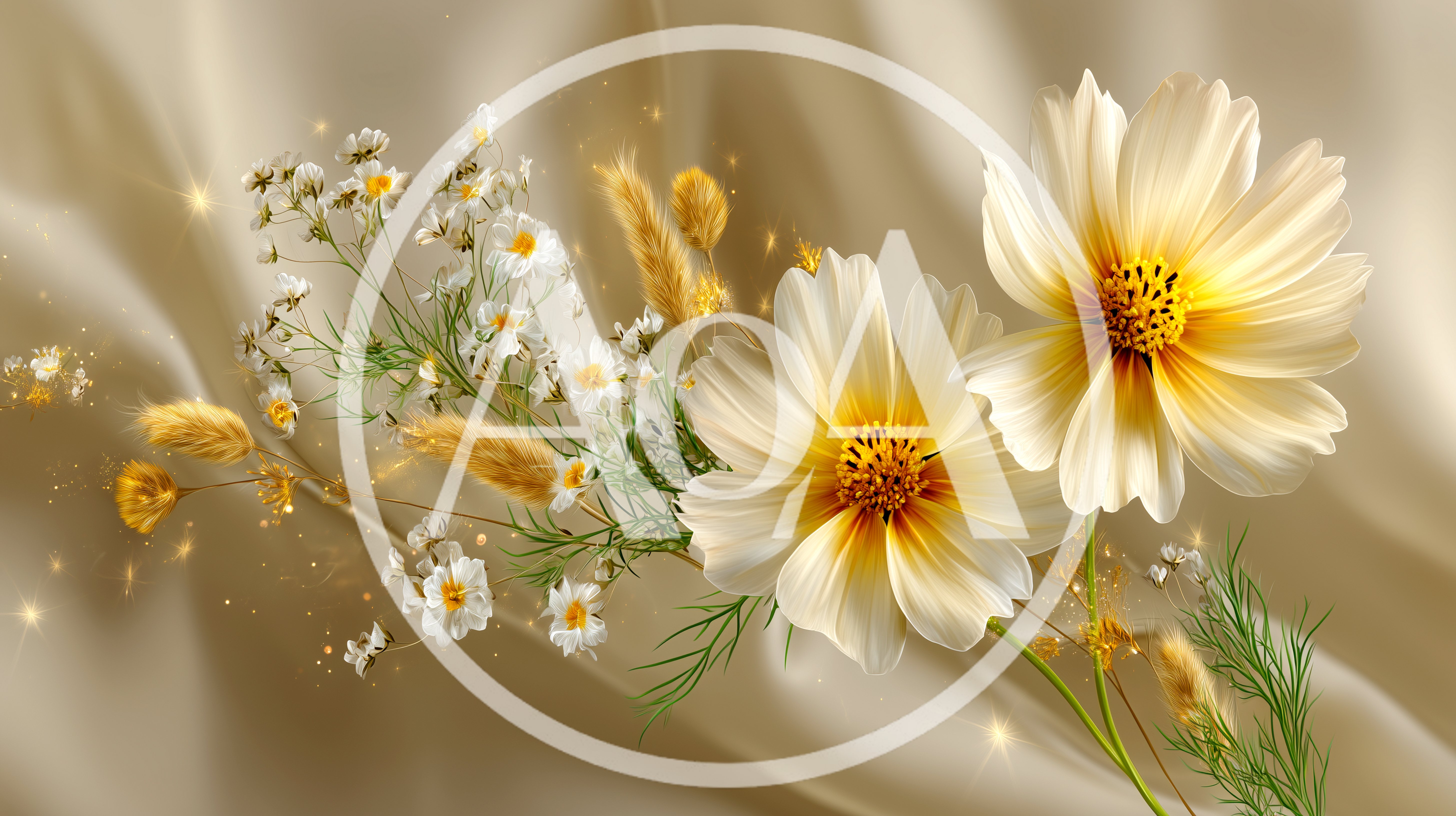 Elegant Floral Arrangement With Cosmos And Wheat Stalks
