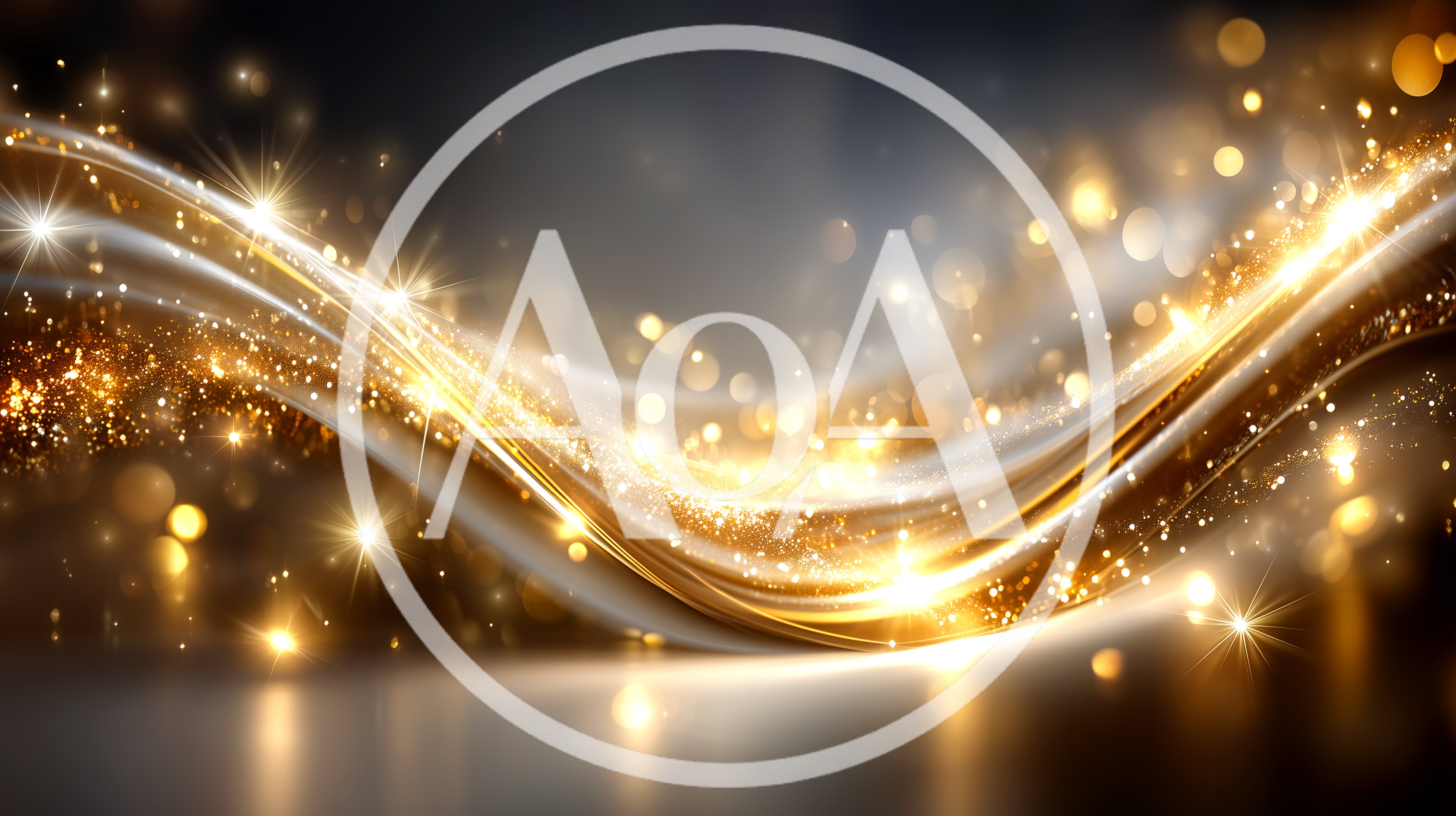 Abstract Golden Light Waves With Glittering Particles