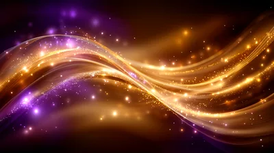 Abstract Golden And Purple Light Wave Background