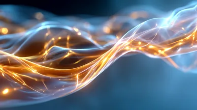Abstract Glowing Golden Energy Waves Flowing