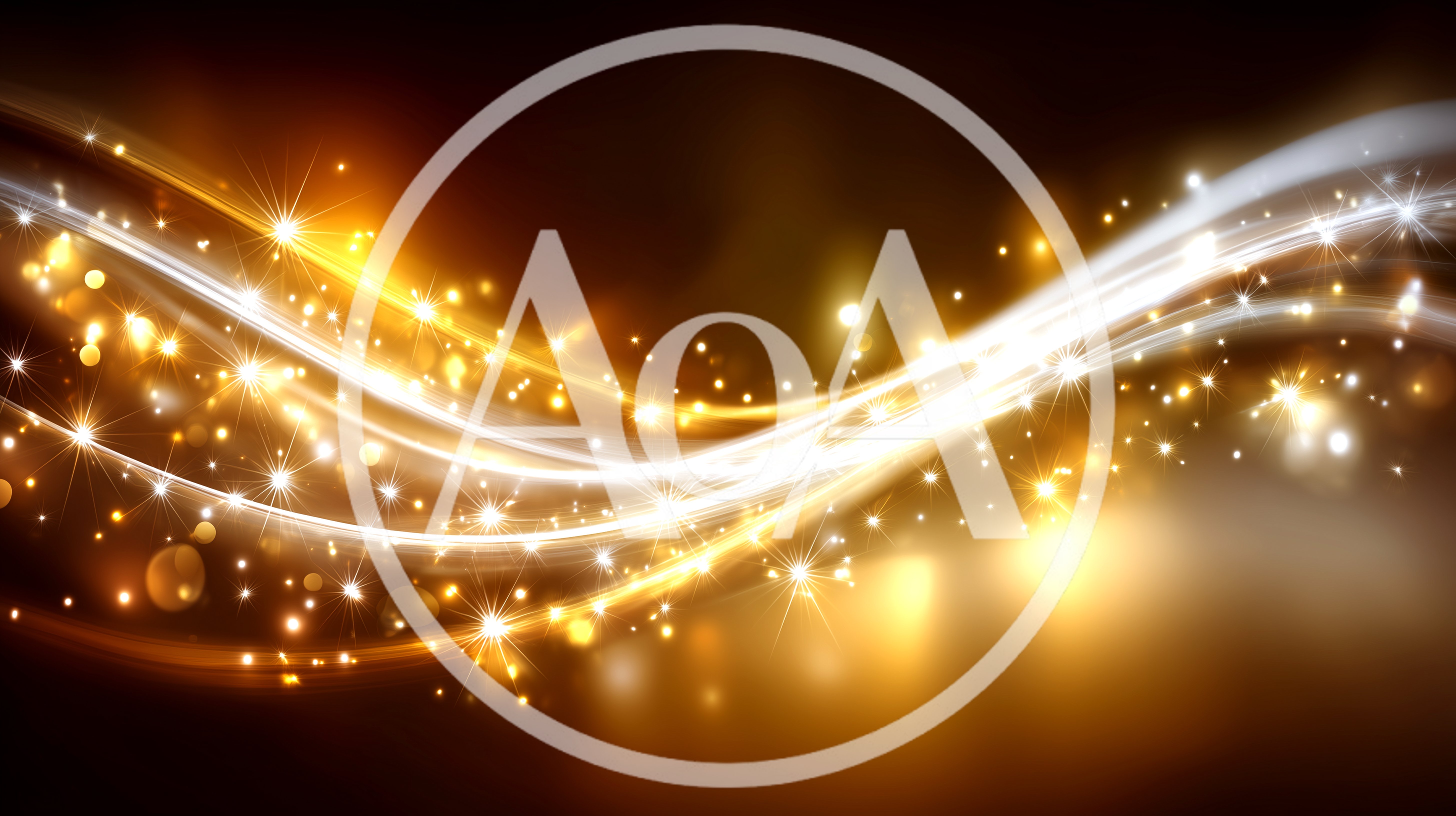 Abstract Golden Light Waves With Sparkling Particles