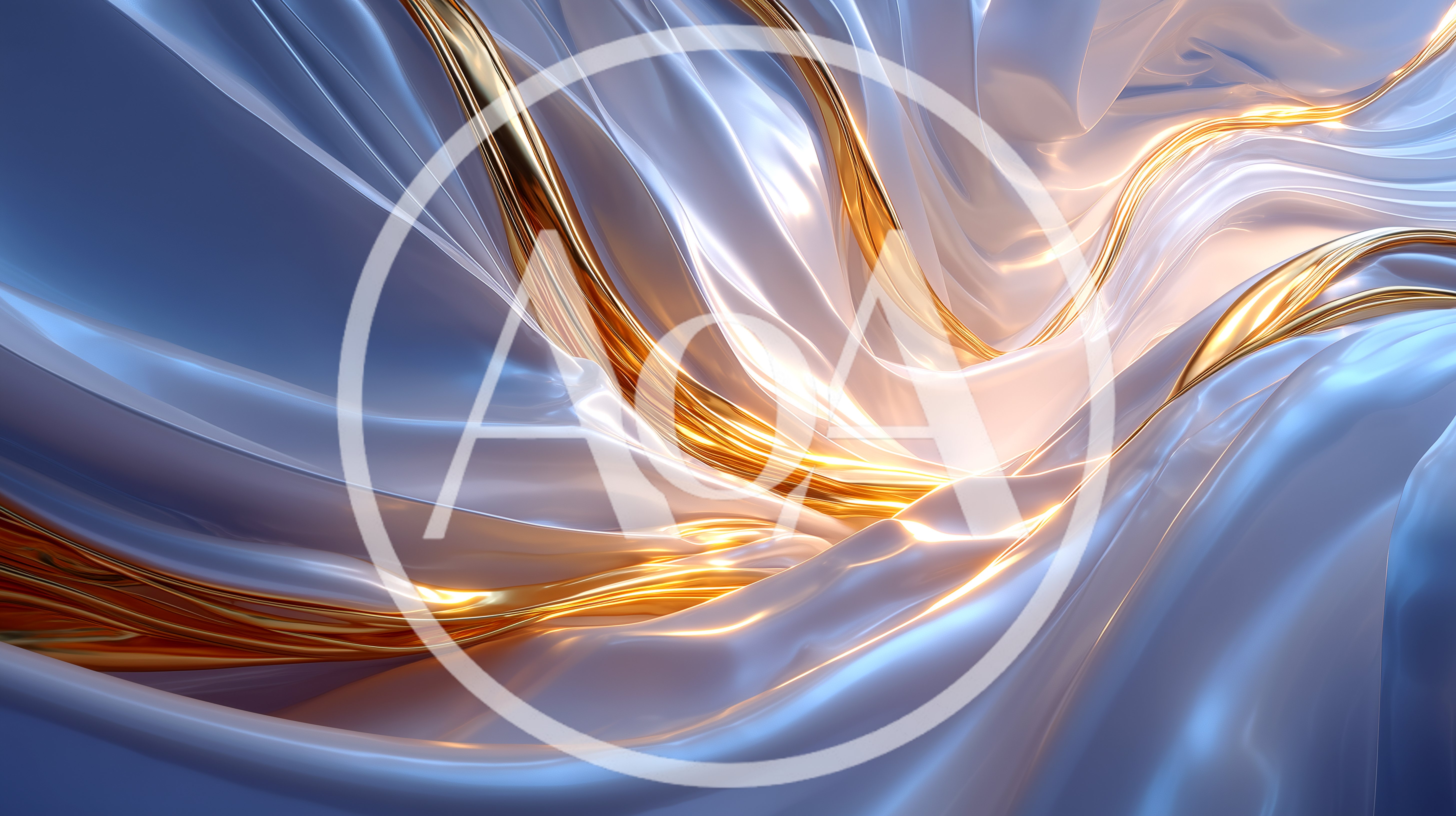 Abstract Flowing White Silk And Liquid Gold Waves