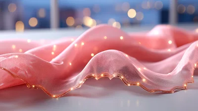 Pink Mesh Fabric With Integrated LED Fairy Lights