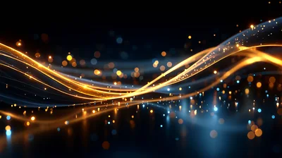 Abstract Golden Light Waves With Floating Particles
