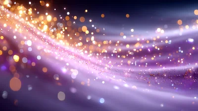 Abstract Purple Wave With Golden Glitter Particles