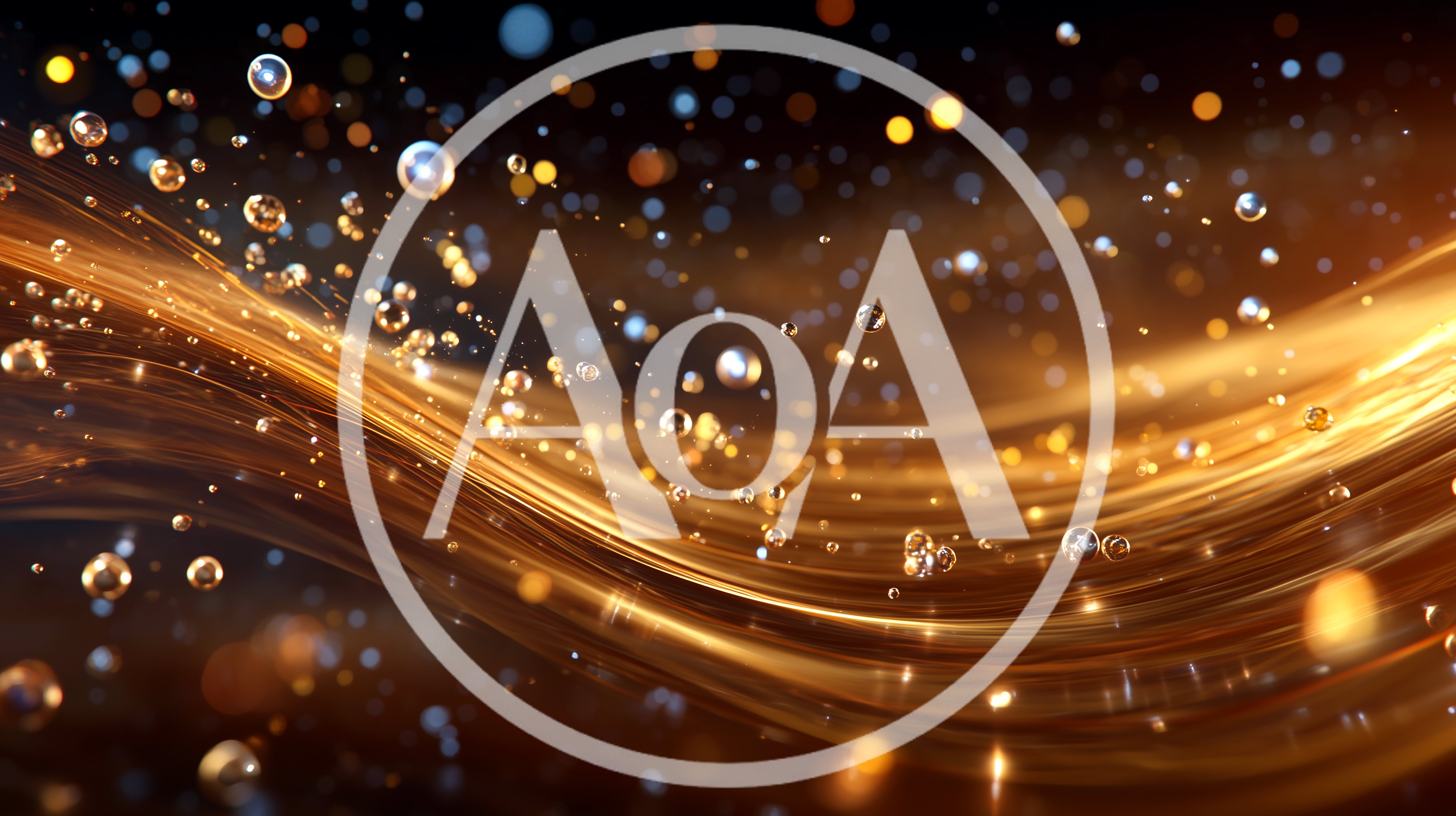 Abstract Golden Waves With Floating Metallic Spheres